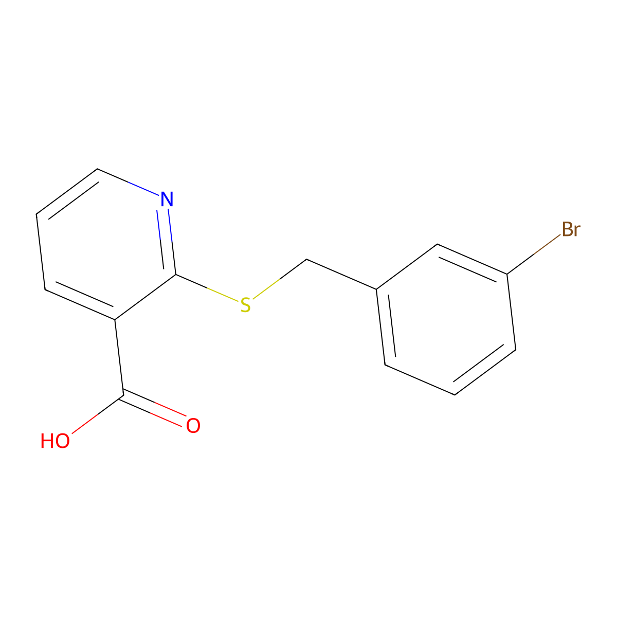 2-{[(3-Bromophenyl)methyl]sulfanyl}pyridine-3-carboxylic acid molecular structure, CAS 450385-27-0