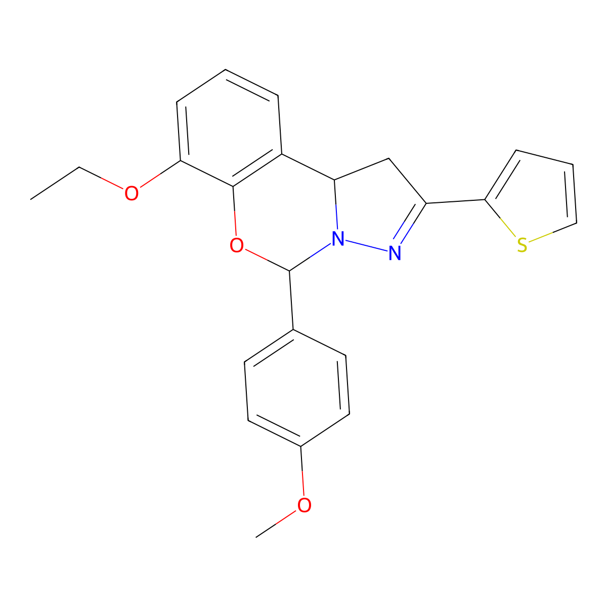 10-Ethoxy-7-(4-methoxyphenyl)-4-(thiophen-2-yl)-8-oxa-5,6-diazatricyclo[7.4.0.0^{2,6}]trideca-1(9),4,10,12-tetraene molecular structure, CAS 450386-46-6