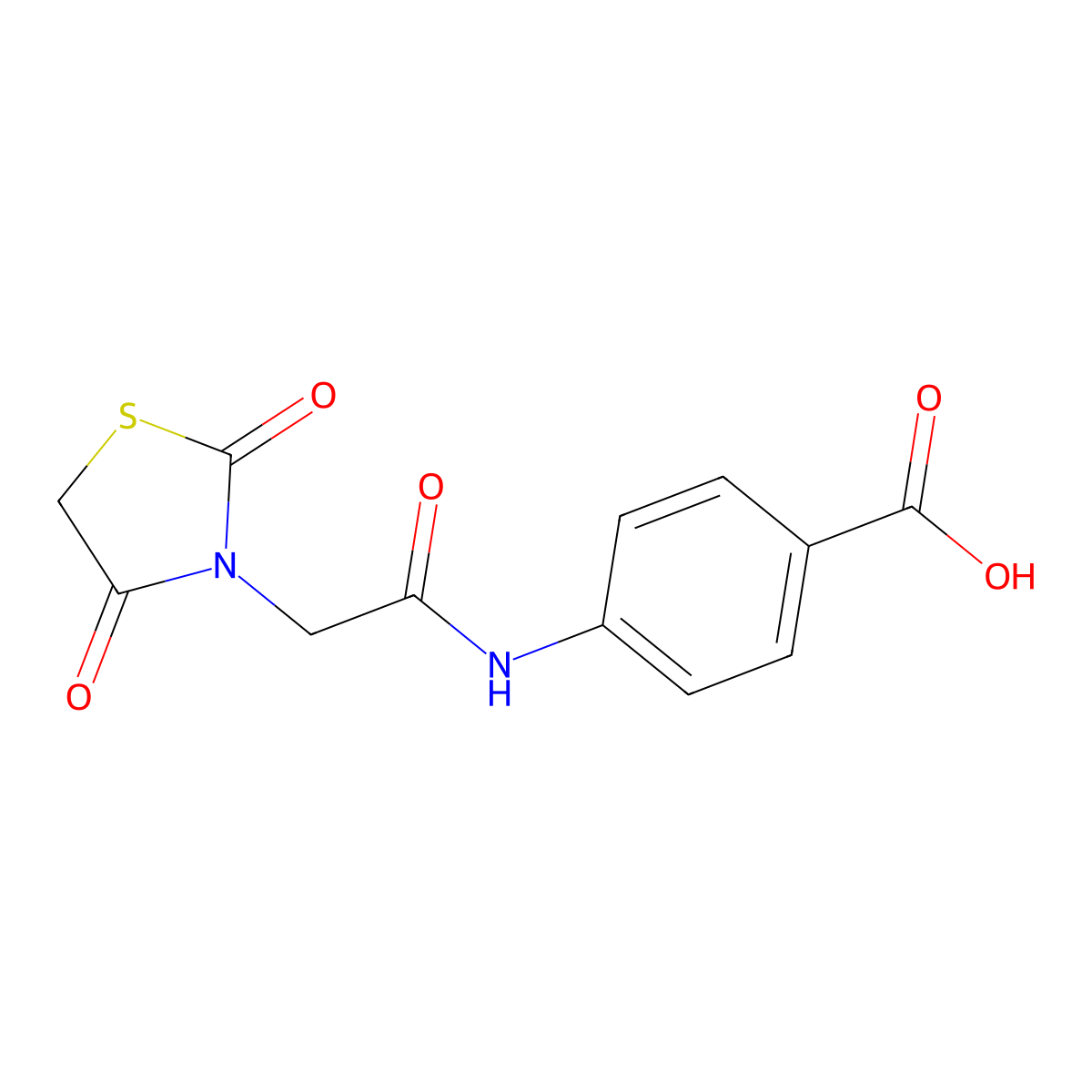 4-[2-(2,4-Dioxo-thiazolidin-3-yl)-acetylamino]-benzoic acid molecular structure, CAS 450390-36-0