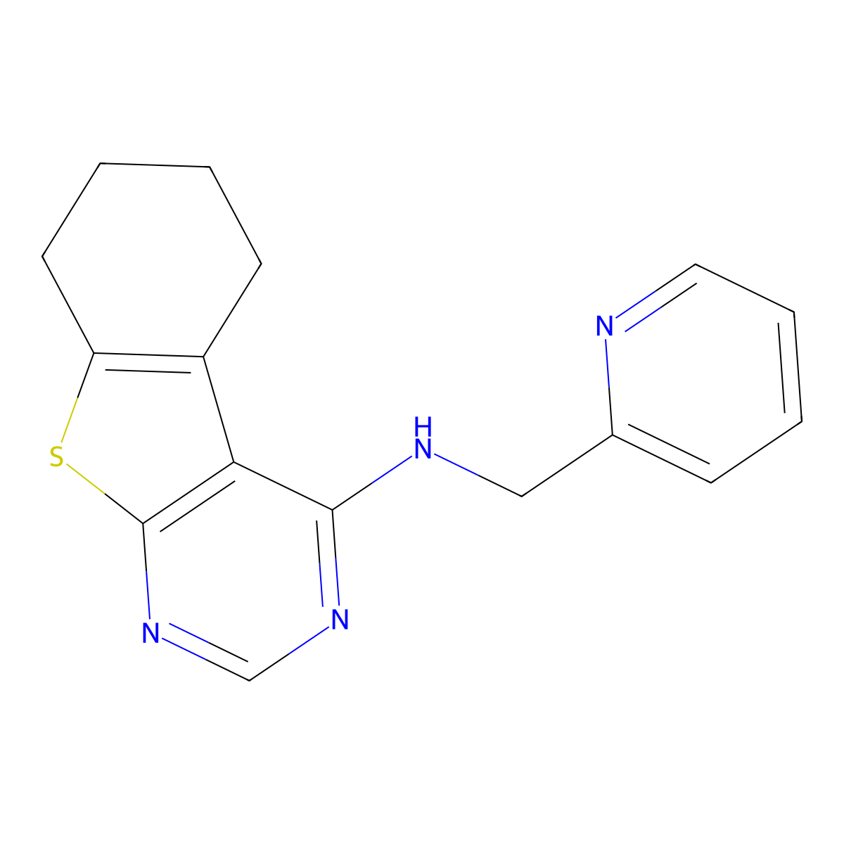 N-(pyridin-2-ylmethyl)-5,6,7,8-tetrahydro[1]benzothieno[2,3-d]pyrimidin-4-amine molecular structure, CAS 450394-35-1