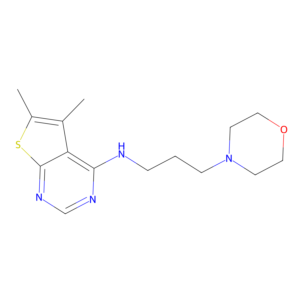 5,6-dimethyl-N-(3-morpholin-4-ylpropyl)thieno[2,3-d]pyrimidin-4-amine molecular structure, CAS 450394-58-8
