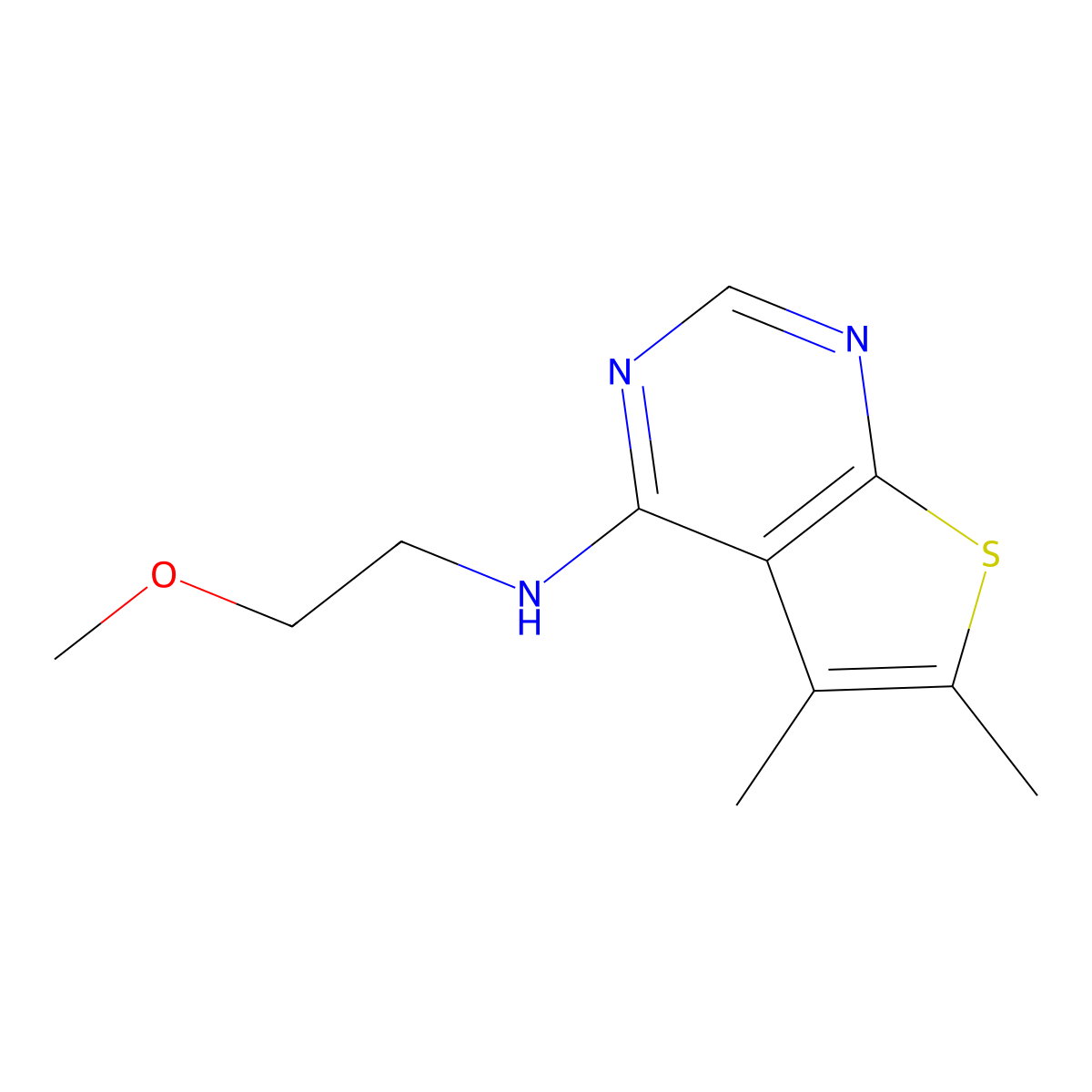 N-(2-methoxyethyl)-5,6-dimethylthieno[2,3-d]pyrimidin-4-amine molecular structure, CAS 450394-67-9