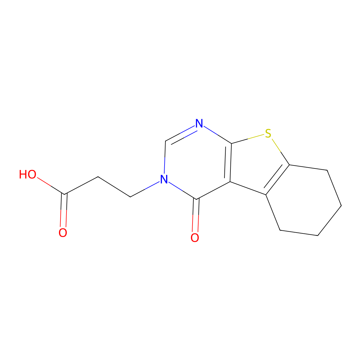 3-(4-oxo-5,6,7,8-tetrahydro[1]benzothieno[2,3-d]pyrimidin-3(4H)-yl)propanoic acid molecular structure, CAS 450394-87-3