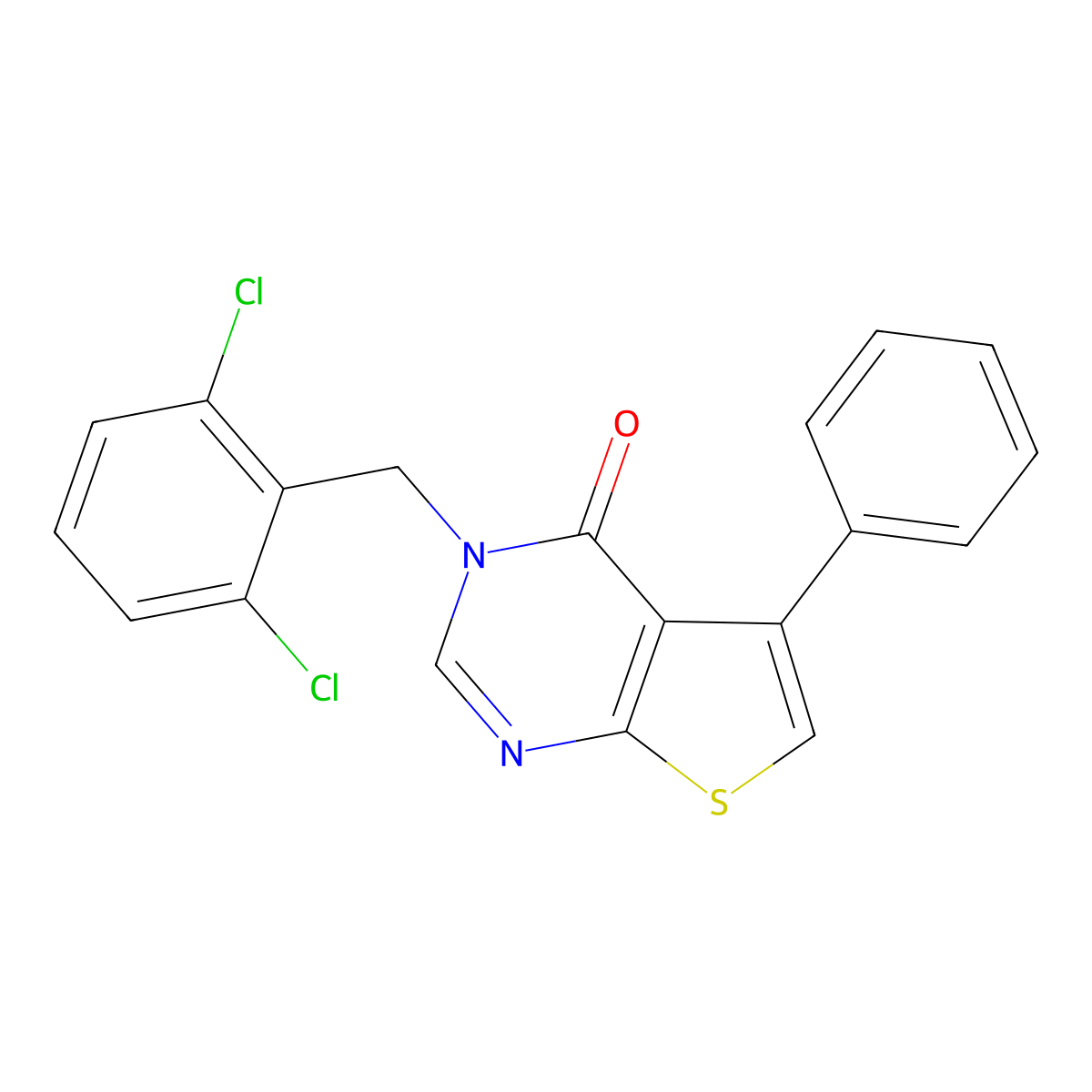 3-(2,6-dichlorobenzyl)-5-phenylthieno[2,3-d]pyrimidin-4(3H)-one molecular structure, CAS 450395-22-9