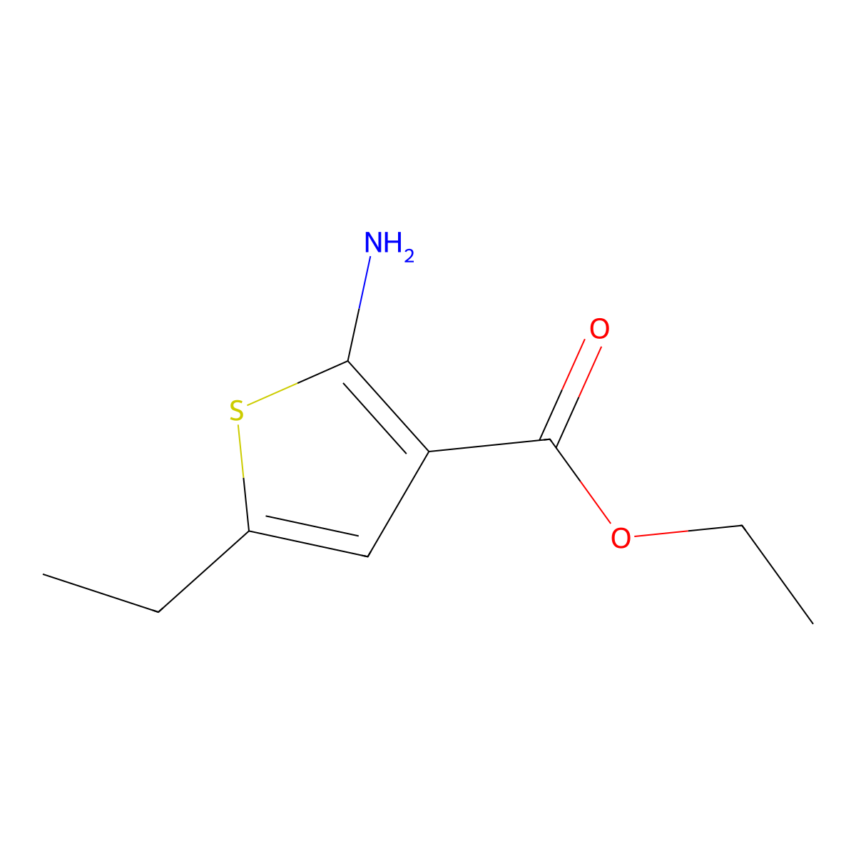 Ethyl 2-amino-5-ethyl-3-thenoate molecular structure, CAS 4507-13-5