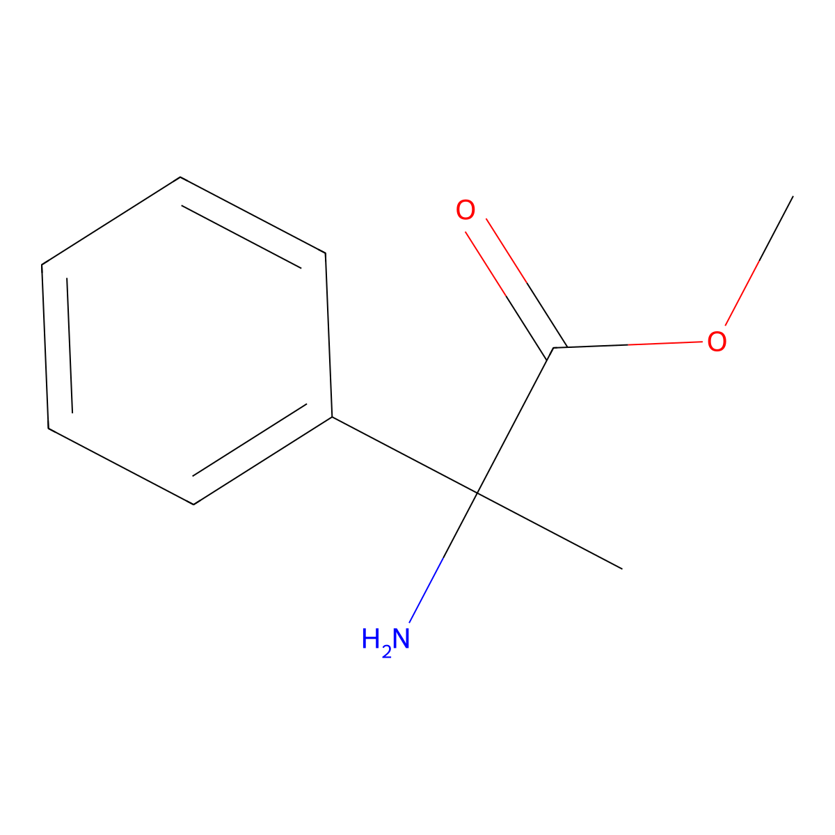 Methyl 2-amino-2-phenylpropanoate molecular structure, CAS 4507-41-9