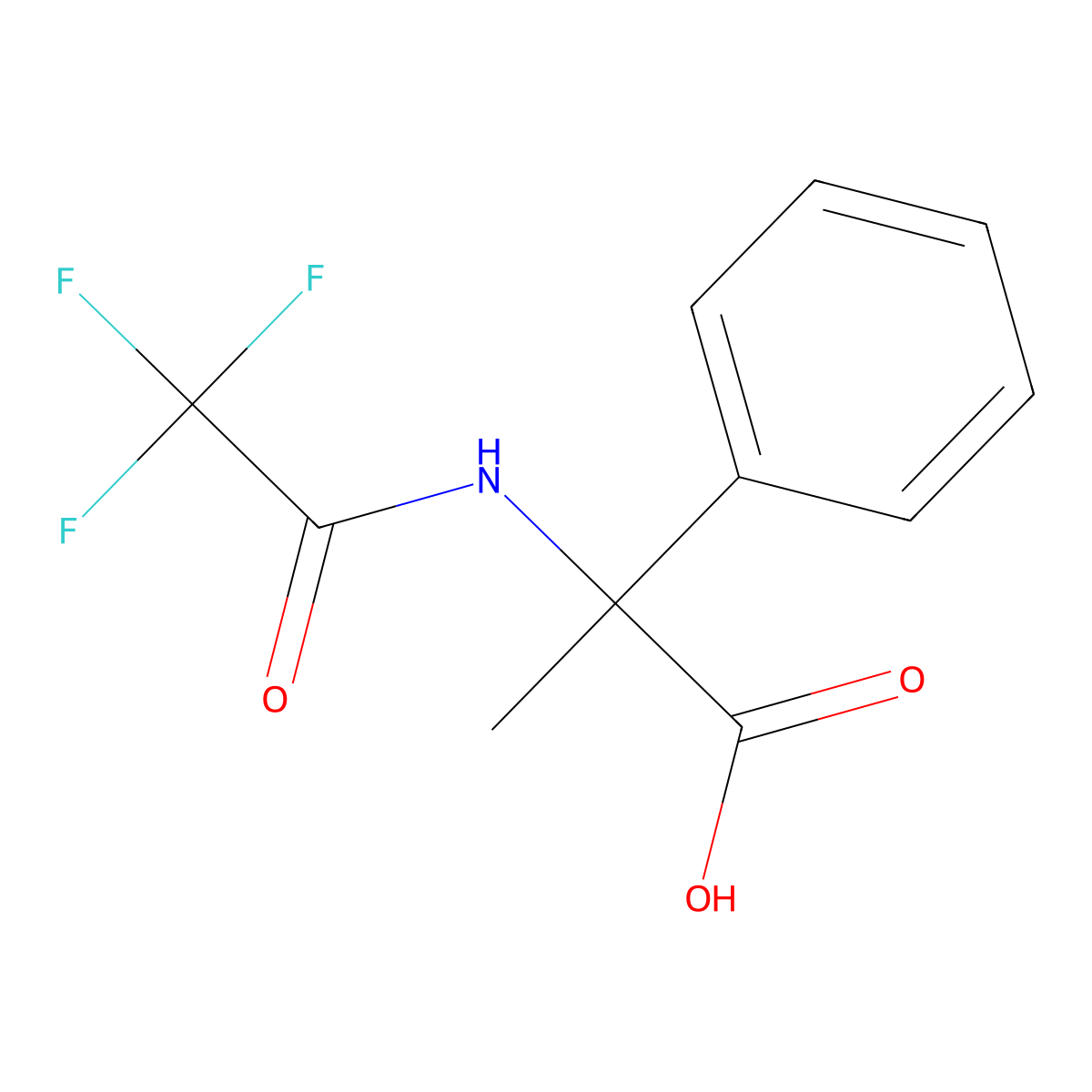 2-Phenyl-2-(trifluoroacetamido)propanoic acid molecular structure, CAS 4507-48-6