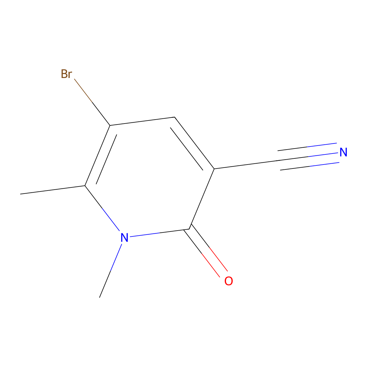 5-Bromo-1,6-dimethyl-2-oxo-1,2-dihydropyridine-3-carbonitrile molecular structure, CAS 450841-30-2
