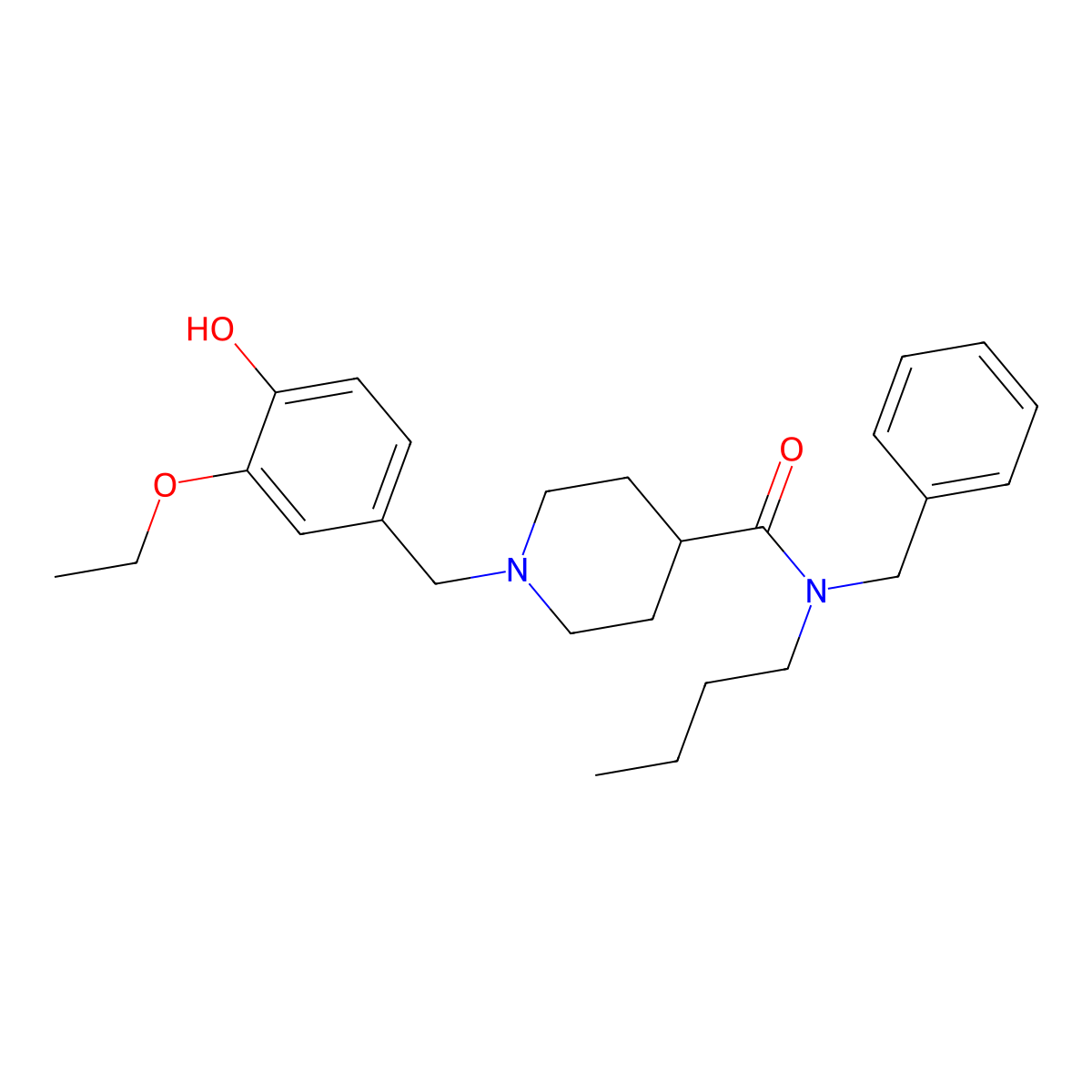 N-benzyl-N-butyl-1-(3-ethoxy-4-hydroxybenzyl)piperidine-4-carboxamide molecular structure, CAS 4509-76-6
