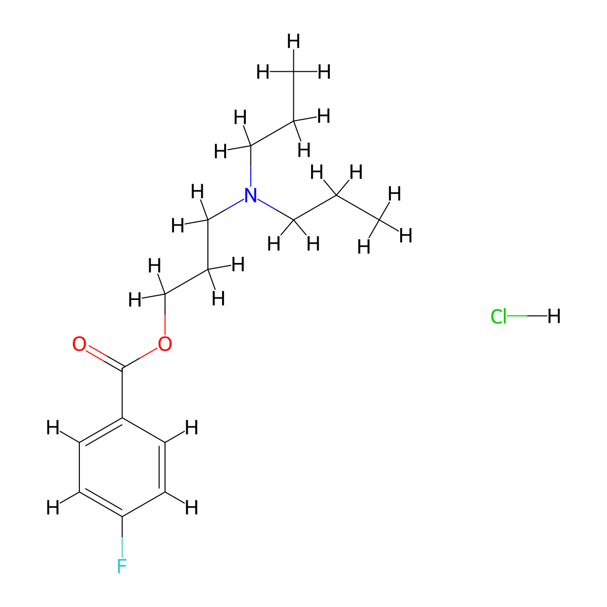 Benzoic acid, p-fluoro-, dipropylaminopropyl ester, hydrochloride molecular structure, CAS 451-61-6