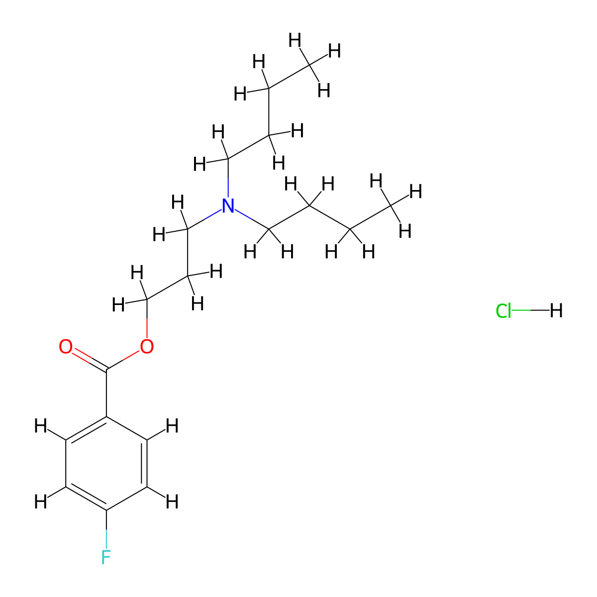 Benzoic acid, p-fluoro, dibutylaminopropyl ester, hydrochloride molecular structure, CAS 451-64-9