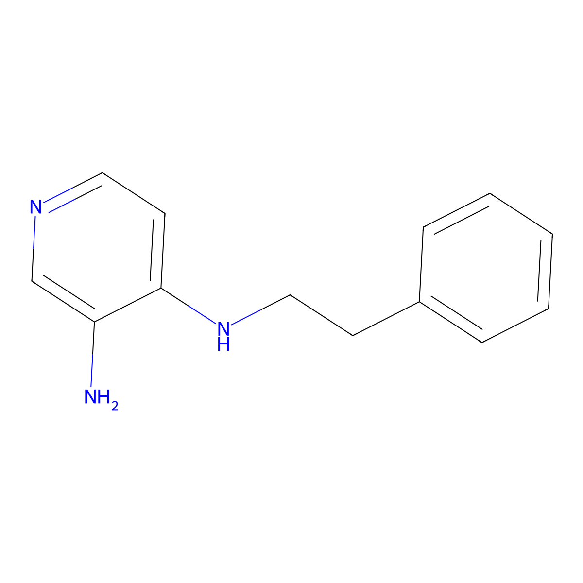 Pyridine, 3-amino-4-phenethylamino- molecular structure, CAS 451-74-1