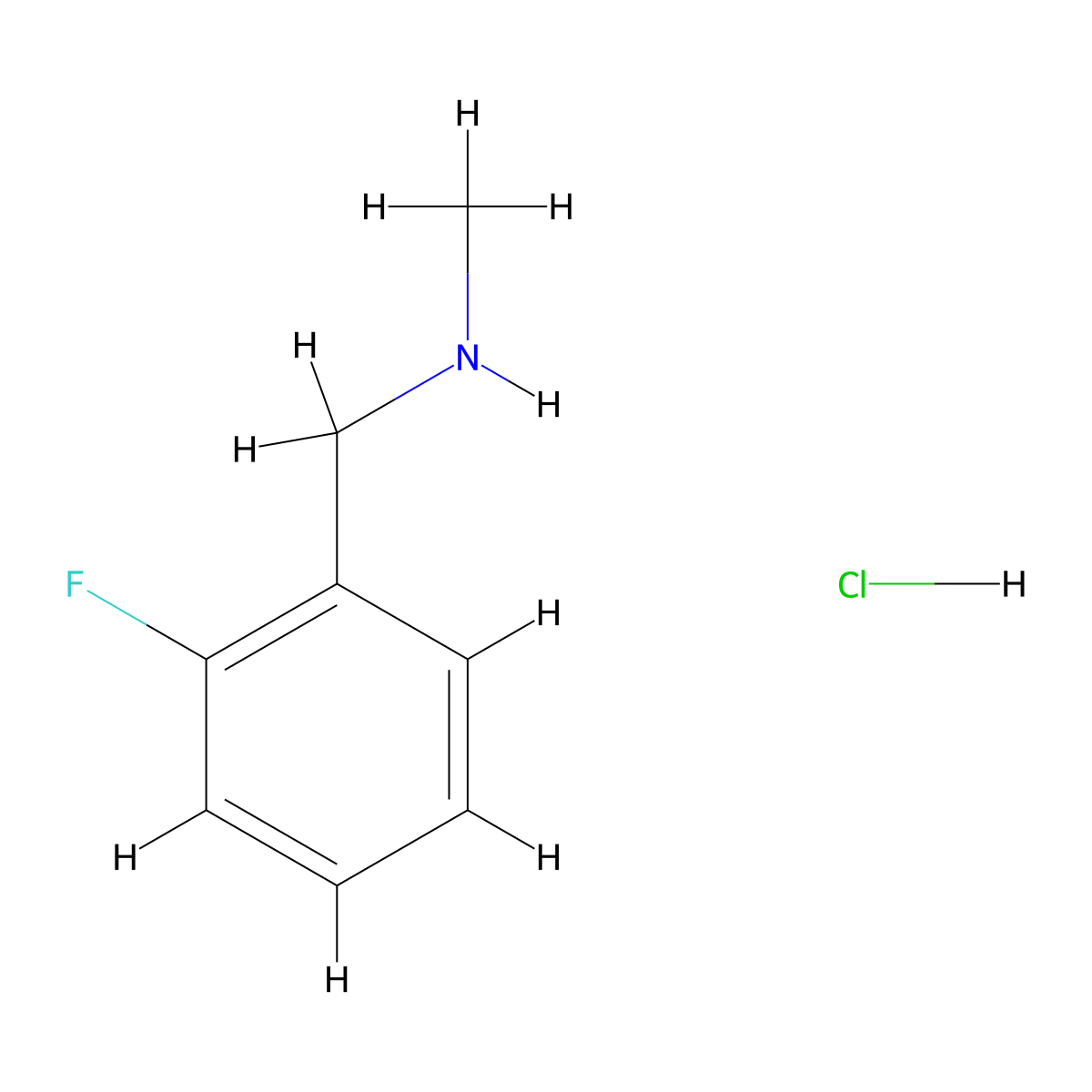 [(2-Fluorophenyl)methyl](methyl)amine hydrochloride molecular structure, CAS 451-78-5