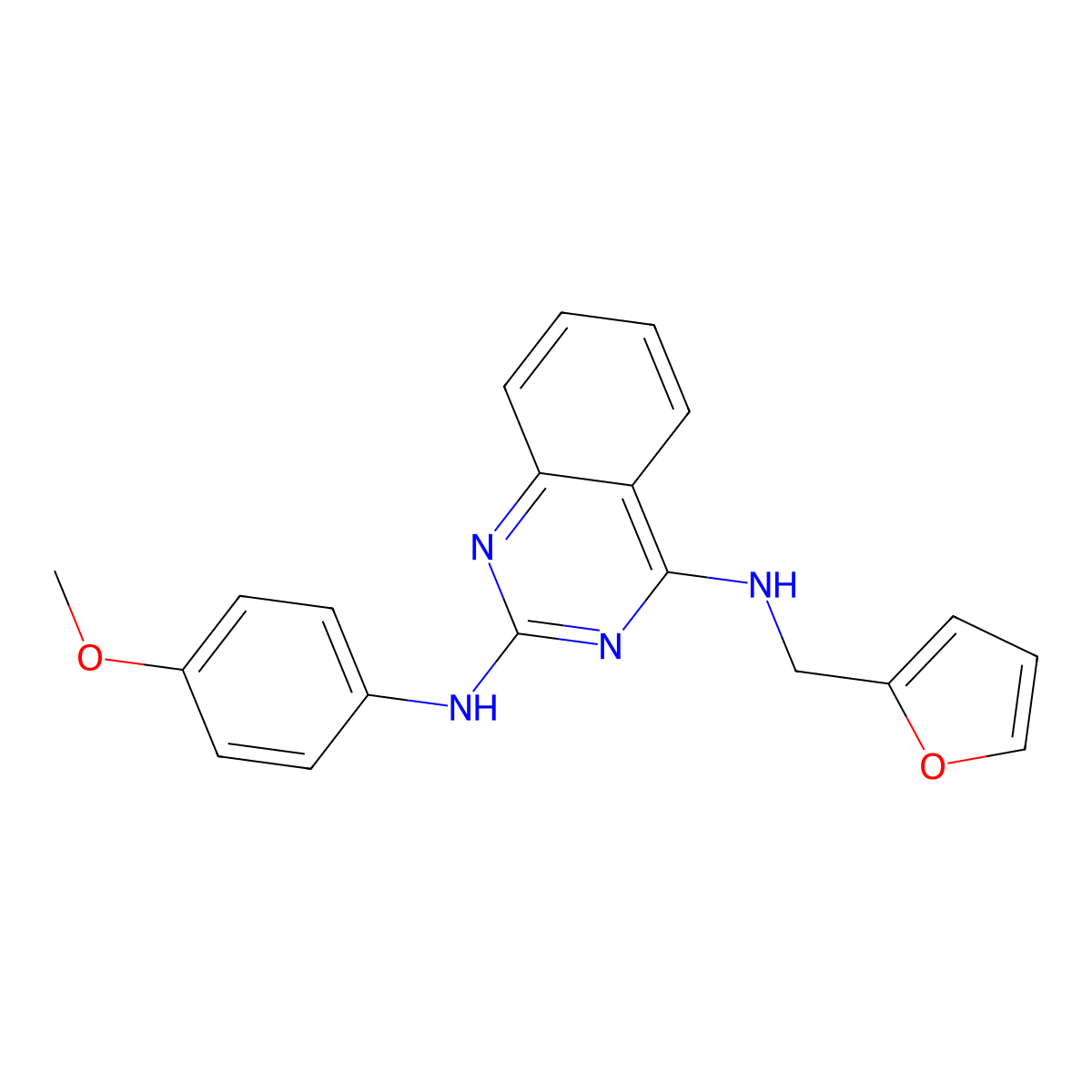4-N-(furan-2-ylmethyl)-2-N-(4-methoxyphenyl)quinazoline-2,4-diamine molecular structure, CAS 4510-35-4