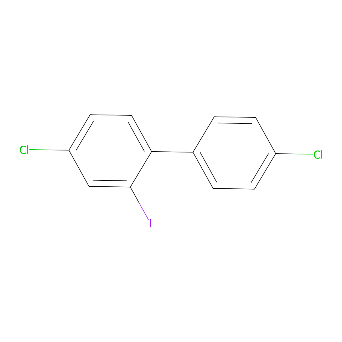 4,4'-Dichloro-2-iodo-1,1'-biphenyl molecular structure, CAS 4510-80-9