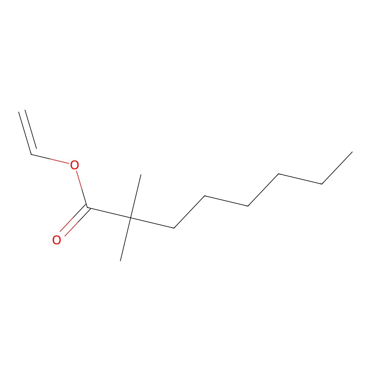 Vinyl neodecanoate molecular structure, CAS 45115-34-2