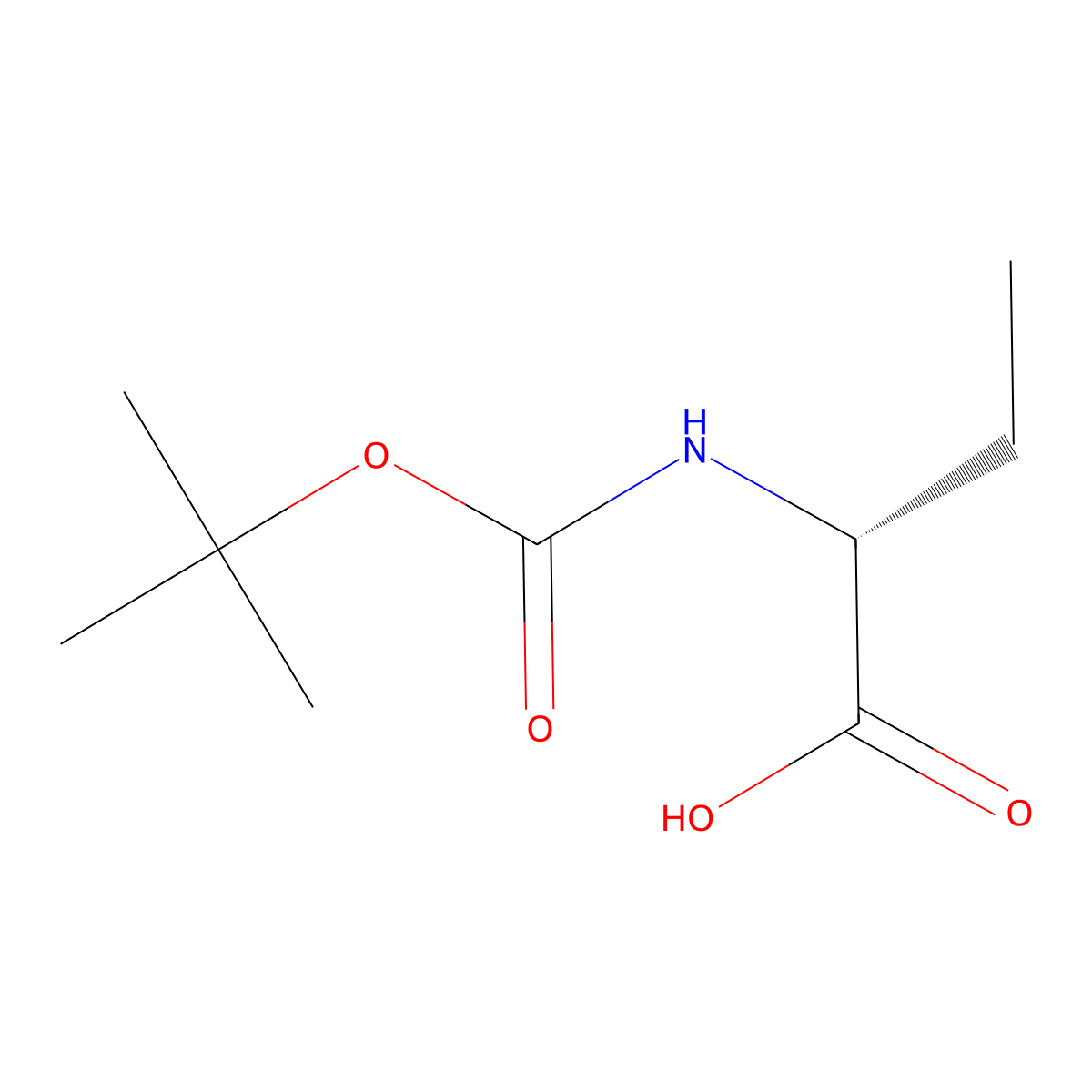 (2R)-2-[(2-methylpropan-2-yl)oxycarbonylamino]butanoic acid molecular structure, CAS 45121-22-0