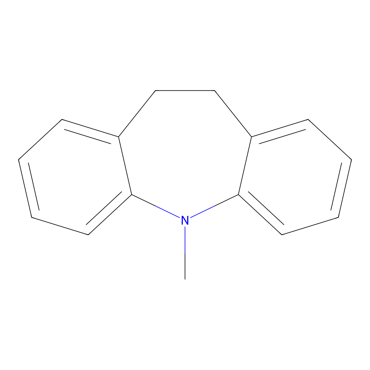 5-Methyl-10,11-dihydro-5H-dibenzo[b,f]azepine molecular structure, CAS 4513-01-3