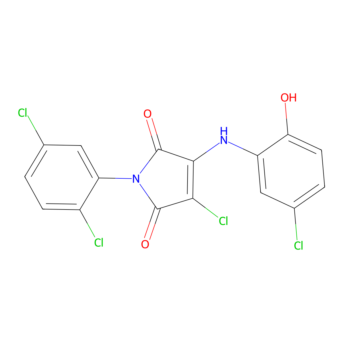 3-Chloro-4-(5-chloro-2-hydroxyanilino)-1-(2,5-dichlorophenyl)pyrrole-2,5-dione molecular structure, CAS 451448-57-0