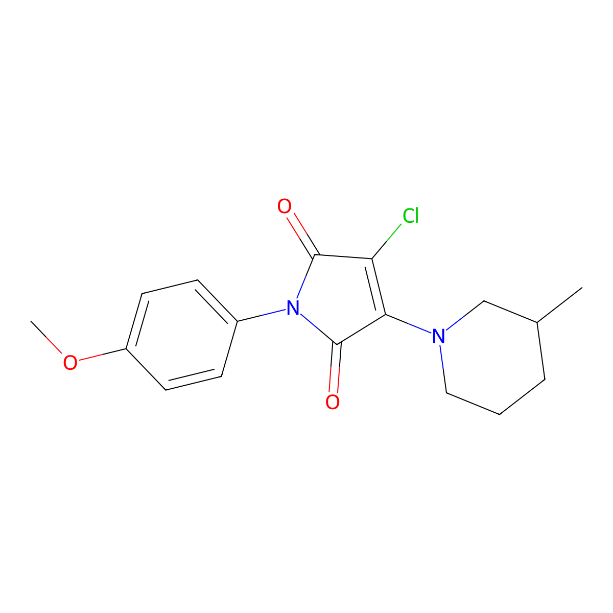 3-chloro-1-(4-methoxyphenyl)-4-(3-methylpiperidin-1-yl)-1H-pyrrole-2,5-dione molecular structure, CAS 451449-70-0