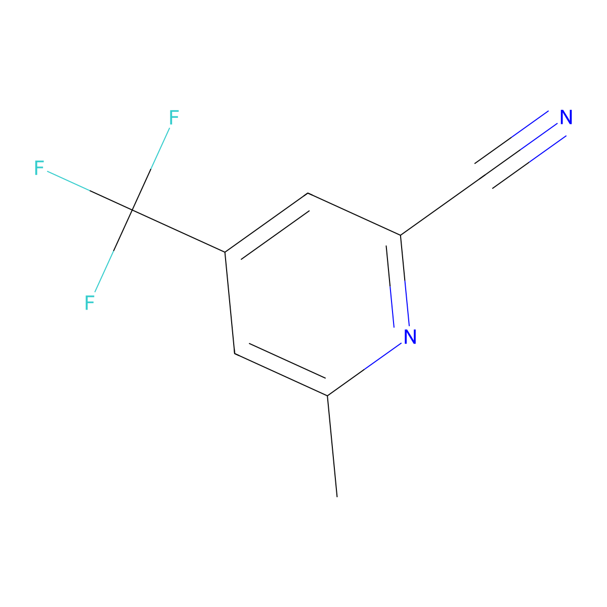 6-Methyl-4-trifluoromethyl-pyridine-2-carbonitrile molecular structure, CAS 451459-19-1