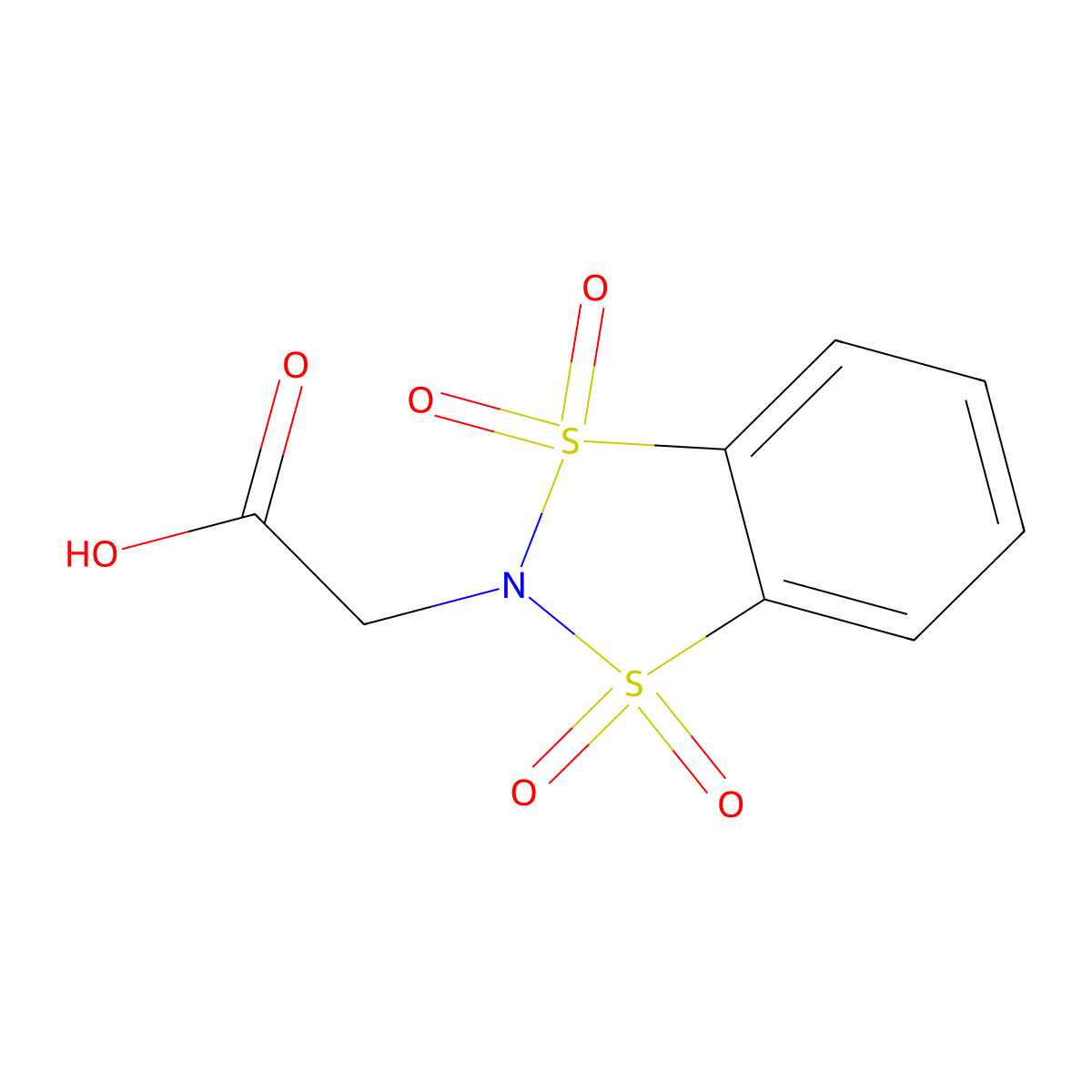 (1,1,3,3-Tetraoxido-1,3,2-benzodithiazol-2-yl)acetic acid molecular structure, CAS 451459-98-6