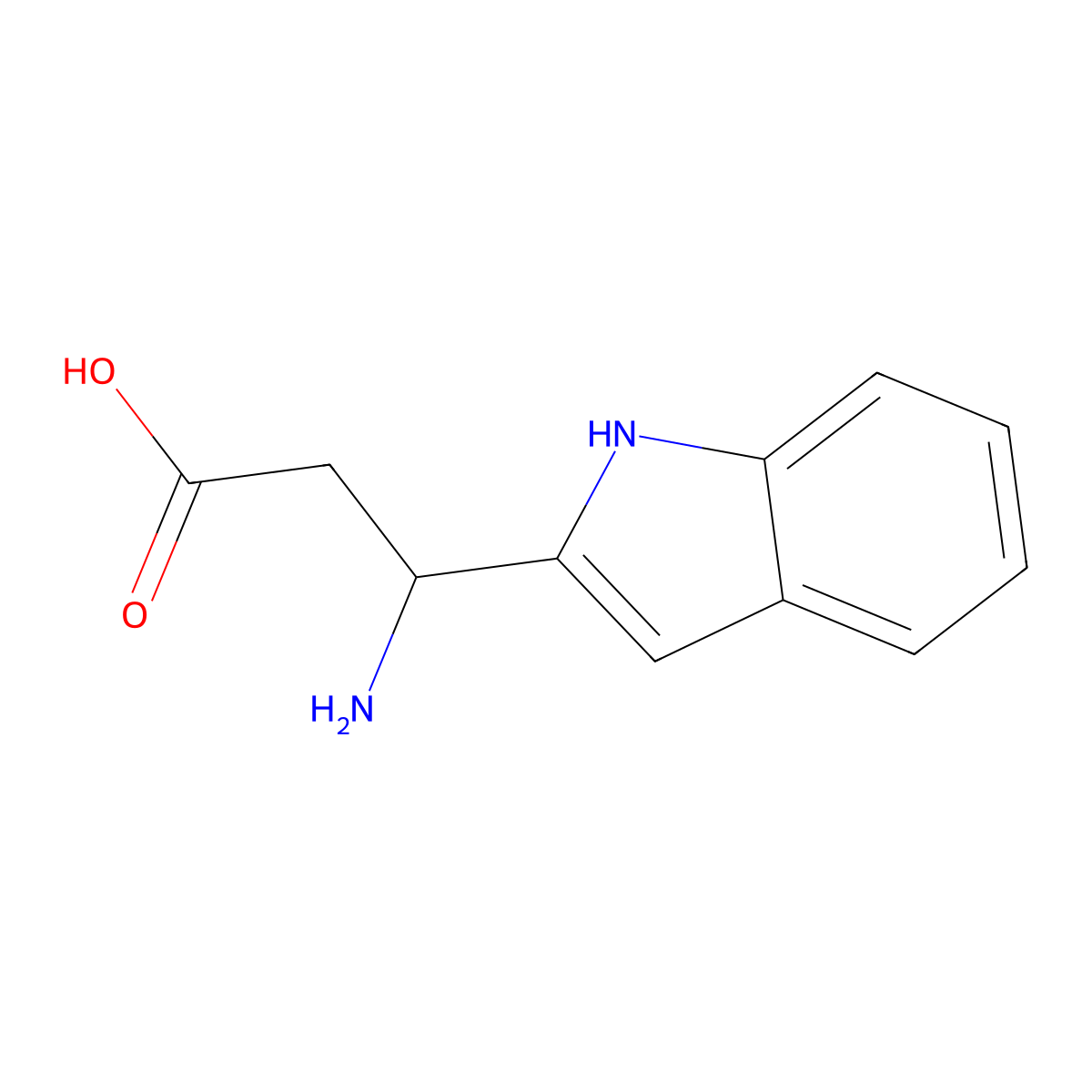 3-amino-3-(1H-indol-2-yl)propanoic acid molecular structure, CAS 451460-00-7