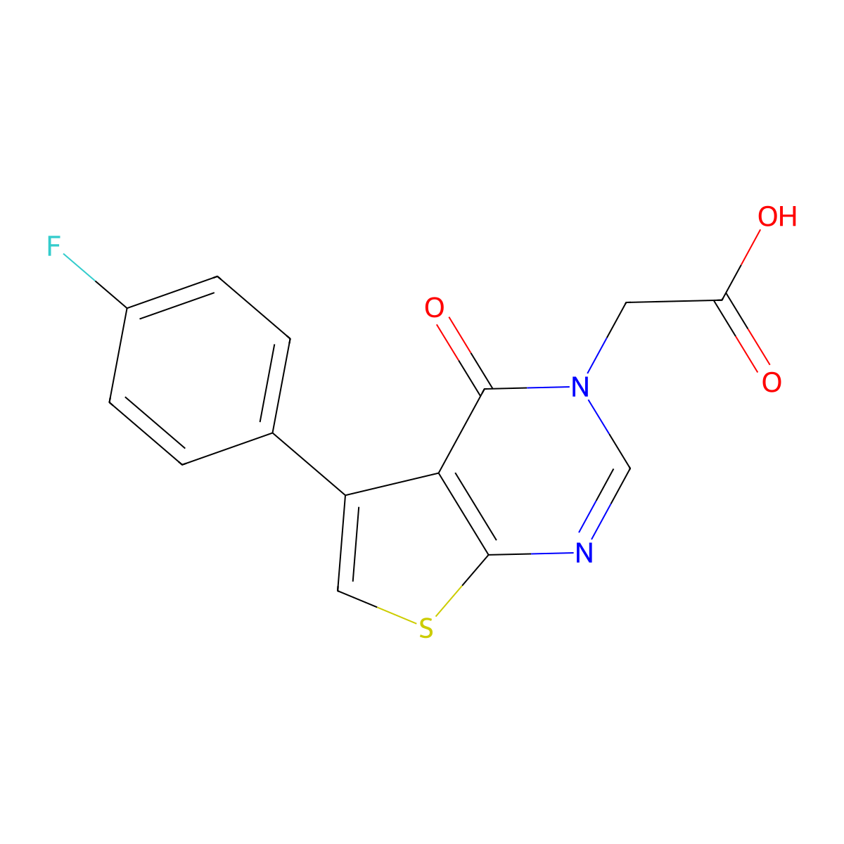 2-(5-(4-fluorophenyl)-4-oxo-3H,4H-thieno(2,3-d)pyrimidin-3-yl)acetic acid molecular structure, CAS 451461-16-8