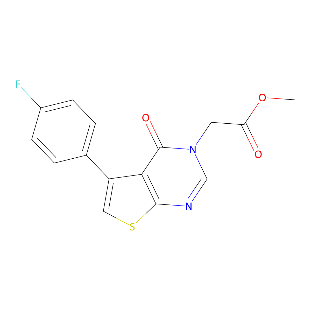 Methyl 5-(4-fluorophenyl)-4-oxothieno[2,3-d]pyrimidine-3(4H)-acetate molecular structure, CAS 451461-17-9