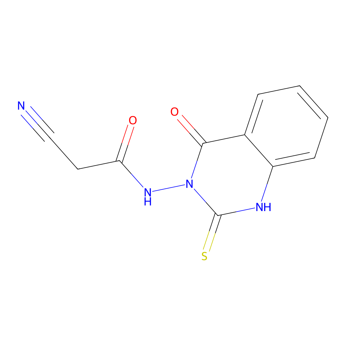 2-cyano-N-(4-oxo-2-thioxo-1,4-dihydroquinazolin-3(2H)-yl)acetamide molecular structure, CAS 451463-41-5