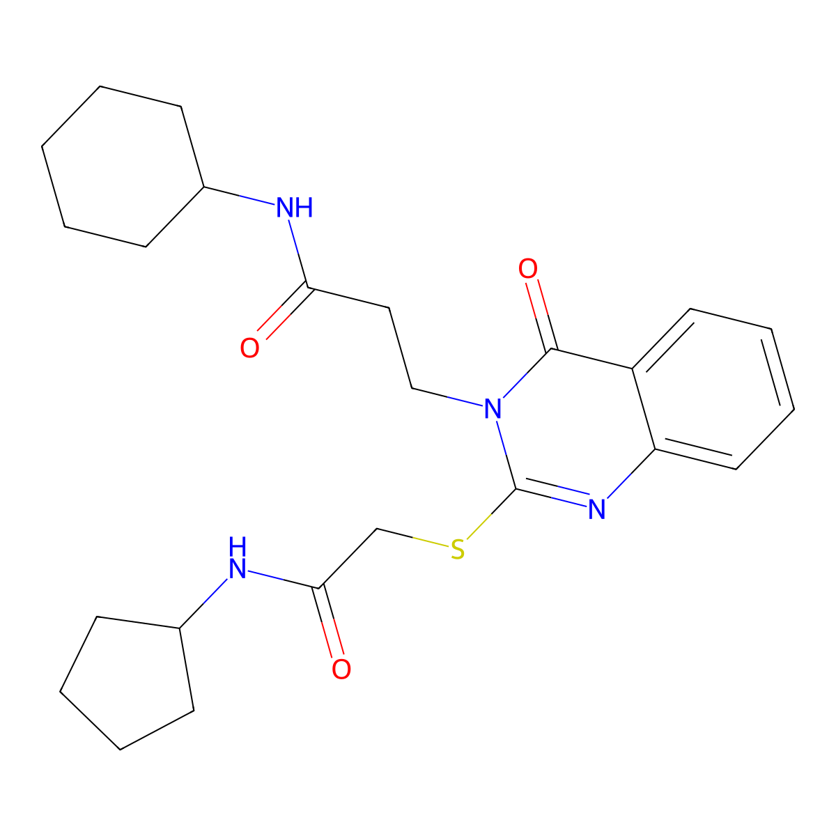 N-cyclohexyl-3-[2-[2-(cyclopentylamino)-2-oxoethyl]sulfanyl-4-oxoquinazolin-3-yl]propanamide molecular structure, CAS 451463-81-3