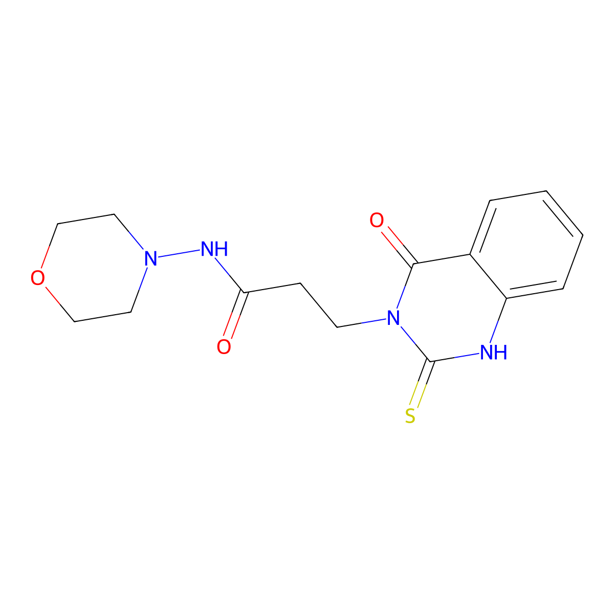 N-morpholino-3-(4-oxo-2-thioxo-1,2-dihydroquinazolin-3(4H)-yl)propanamide molecular structure, CAS 451463-89-1
