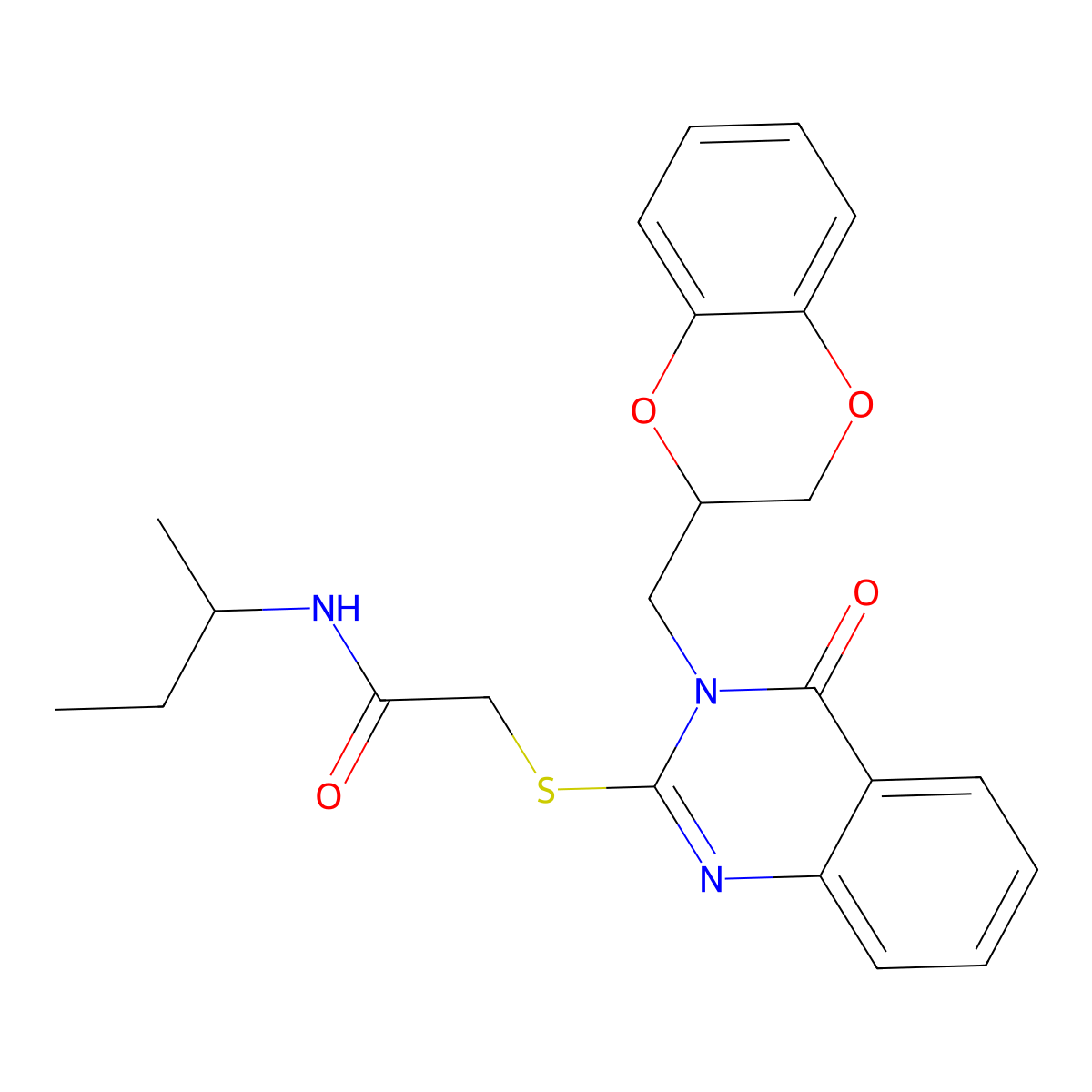 N-butan-2-yl-2-[3-(2,3-dihydro-1,4-benzodioxin-3-ylmethyl)-4-oxoquinazolin-2-yl]sulfanylacetamide molecular structure, CAS 451464-22-5