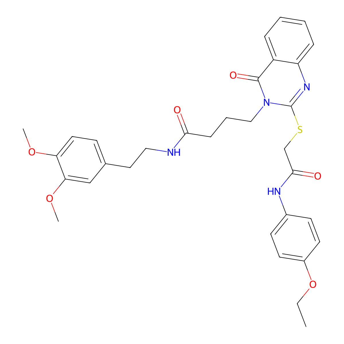 N-(3,4-dimethoxyphenethyl)-4-(2-((2-((4-ethoxyphenyl)amino)-2-oxoethyl)thio)-4-oxoquinazolin-3(4H)-yl)butanamide molecular structure, CAS 451464-68-9