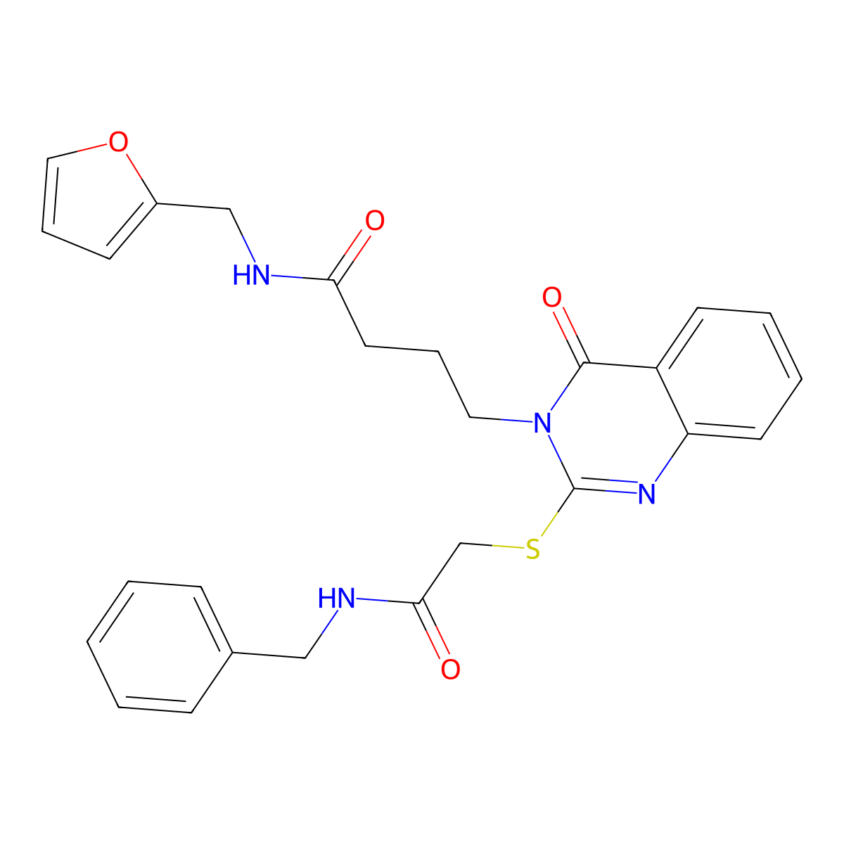 4-(2-((2-(benzylamino)-2-oxoethyl)thio)-4-oxoquinazolin-3(4H)-yl)-N-(furan-2-ylmethyl)butanamide molecular structure, CAS 451465-22-8