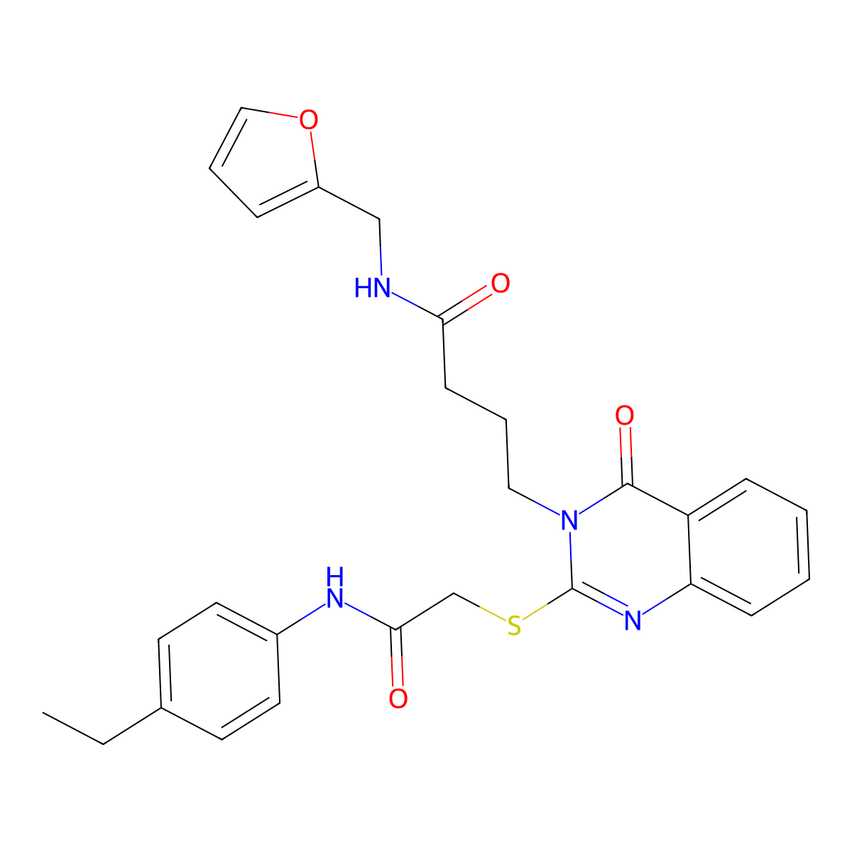 4-[2-[2-(4-ethylanilino)-2-oxoethyl]sulfanyl-4-oxoquinazolin-3-yl]-N-(furan-2-ylmethyl)butanamide molecular structure, CAS 451465-29-5