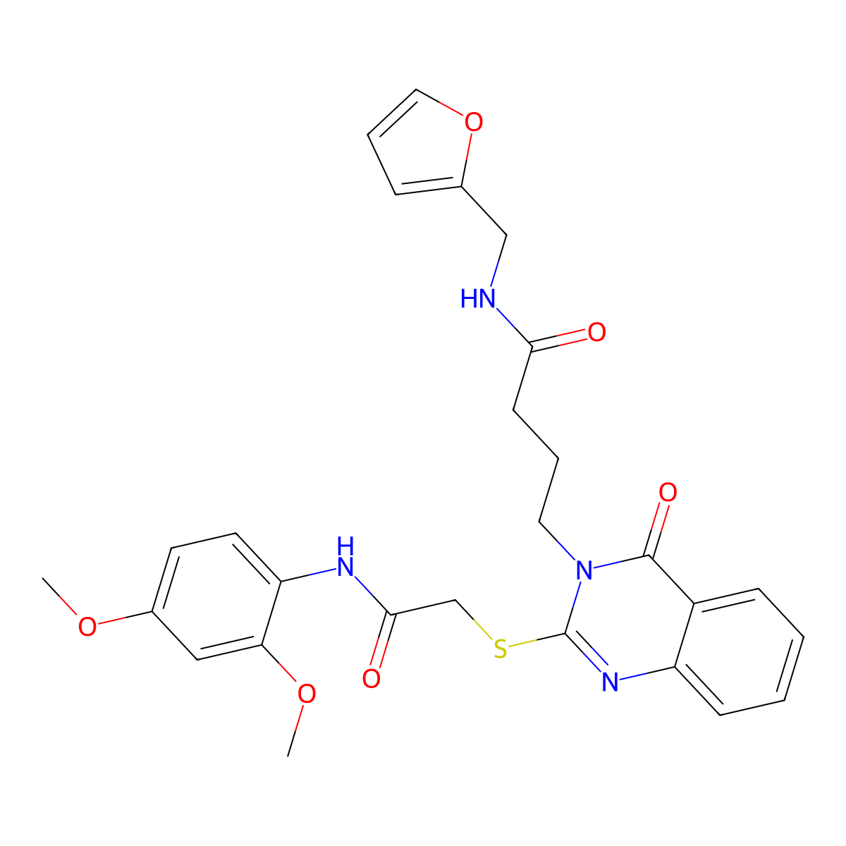 4-[2-[2-(2,4-dimethoxyanilino)-2-oxoethyl]sulfanyl-4-oxoquinazolin-3-yl]-N-(furan-2-ylmethyl)butanamide molecular structure, CAS 451465-32-0