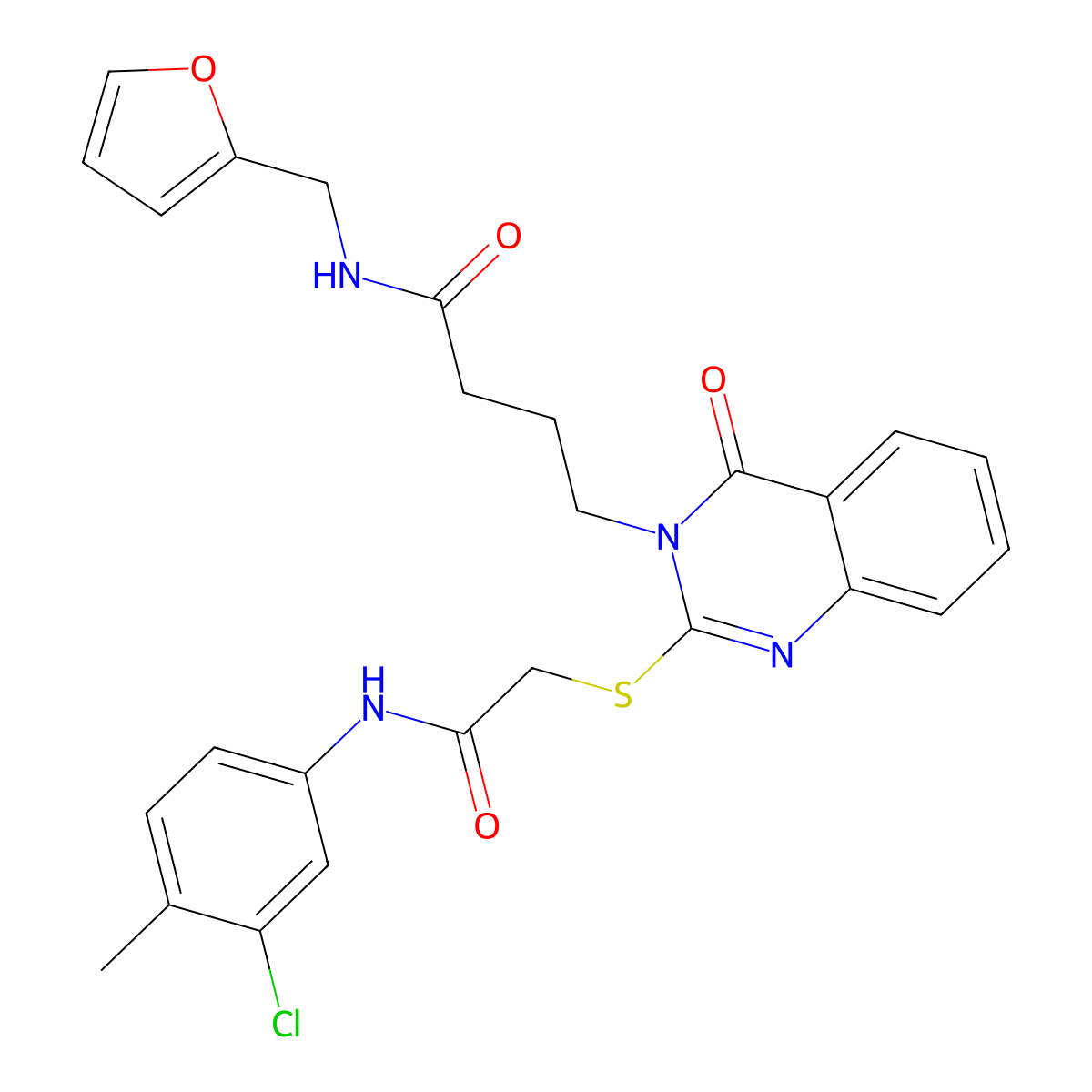 4-[2-[2-(3-chloro-4-methylanilino)-2-oxoethyl]sulfanyl-4-oxoquinazolin-3-yl]-N-(furan-2-ylmethyl)butanamide molecular structure, CAS 451465-36-4