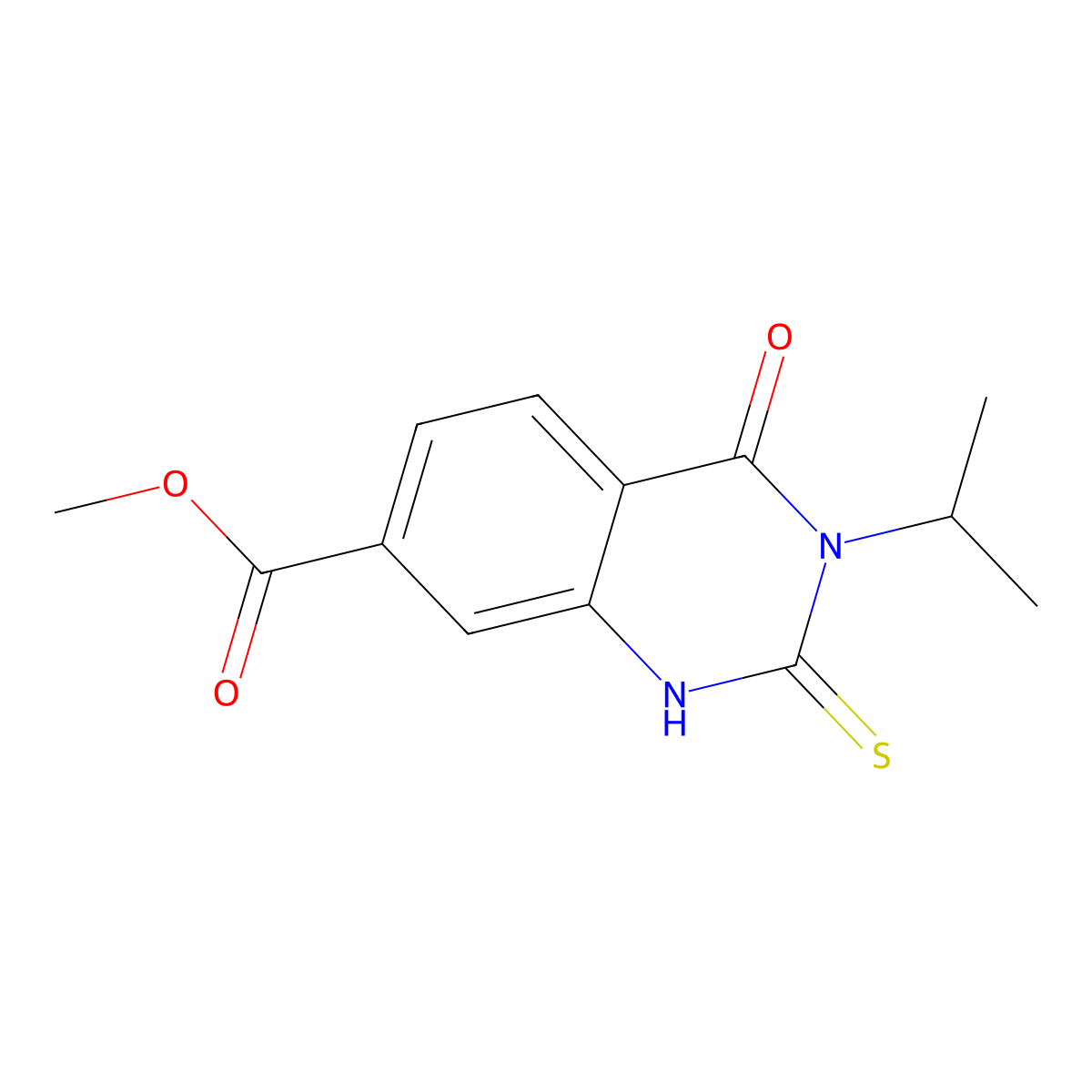 methyl 4-oxo-3-propan-2-yl-2-sulfanylidene-1H-quinazoline-7-carboxylate molecular structure, CAS 451465-64-8