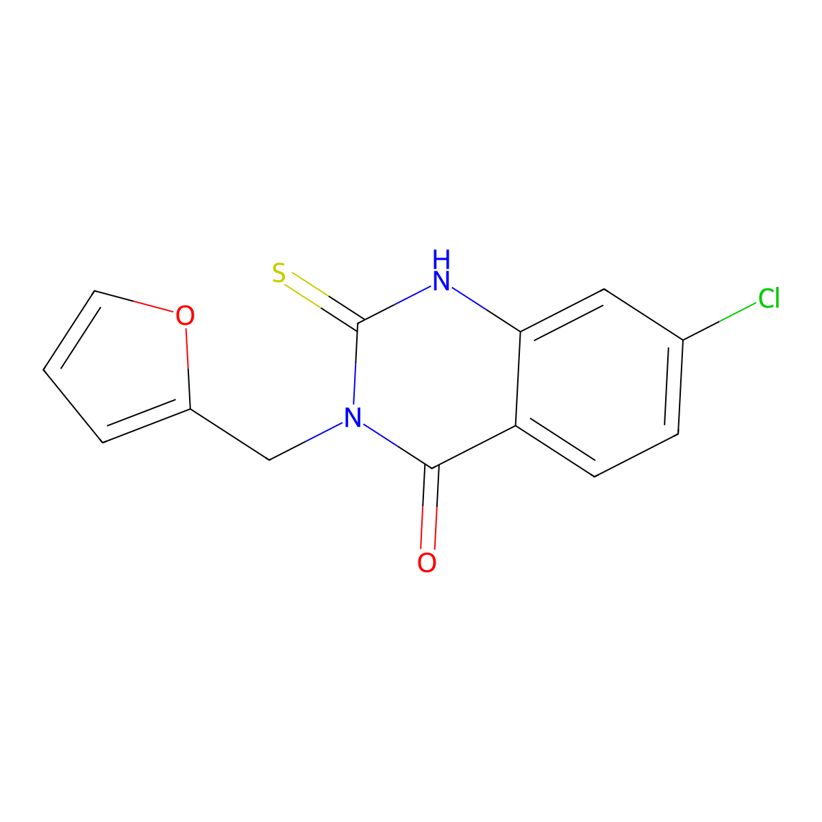 7-Chloro-3-(furan-2-ylmethyl)-2-sulfanyl-3,4-dihydroquinazolin-4-one molecular structure, CAS 451465-71-7
