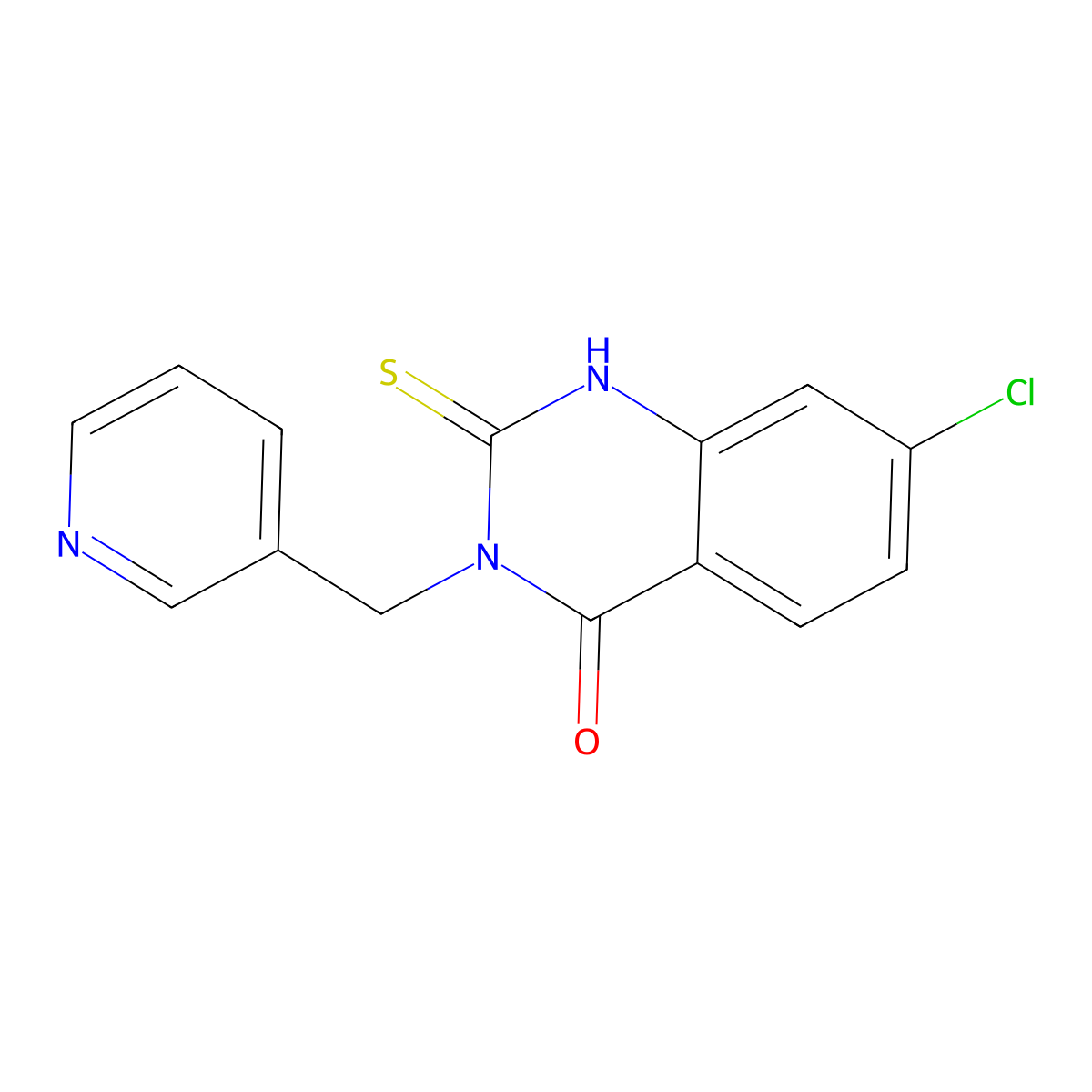 7-chloro-3-(pyridin-3-ylmethyl)-2-sulfanylidene-1H-quinazolin-4-one molecular structure, CAS 451465-72-8