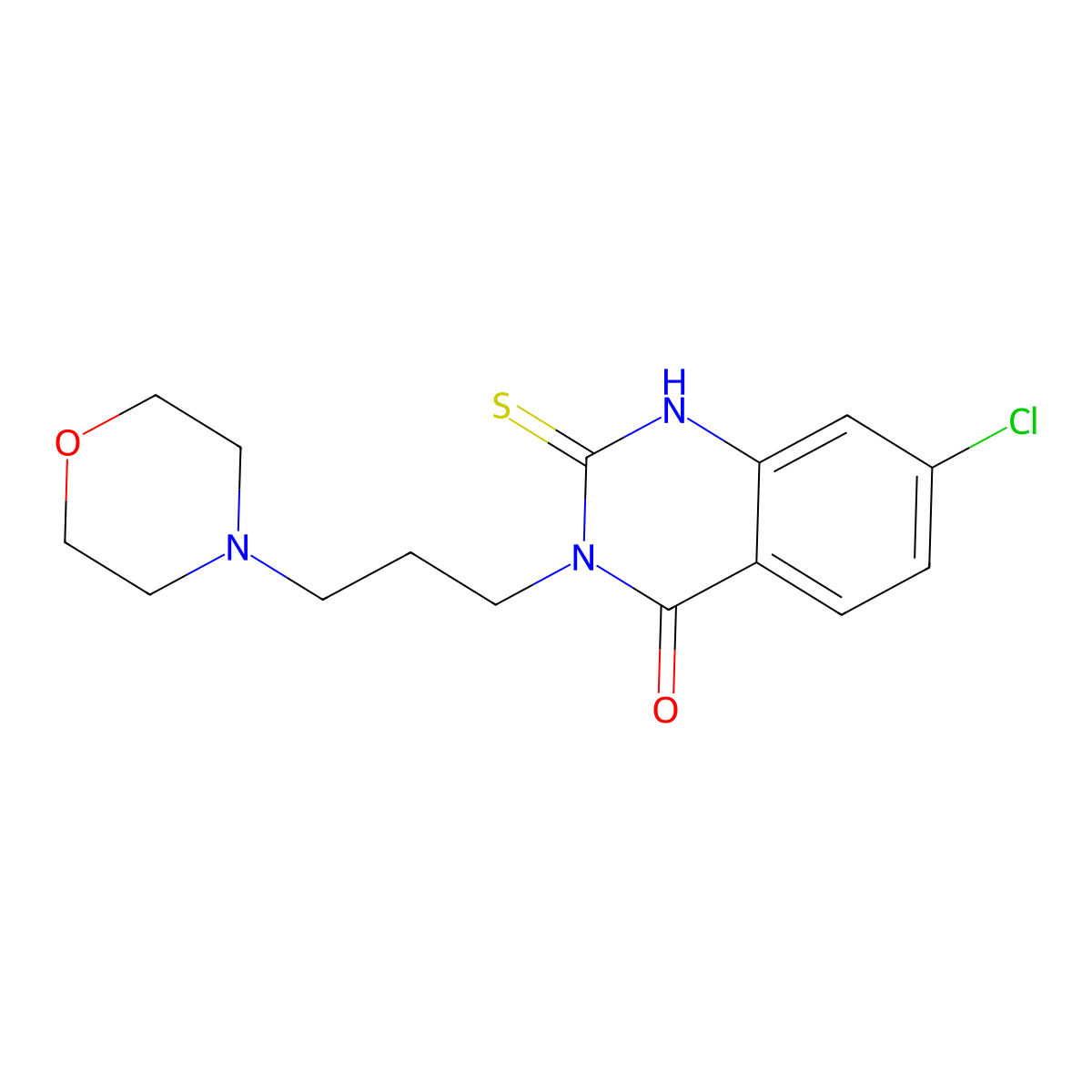 7-chloro-3-(3-morpholin-4-ylpropyl)-2-sulfanylidene-1H-quinazolin-4-one molecular structure, CAS 451465-75-1