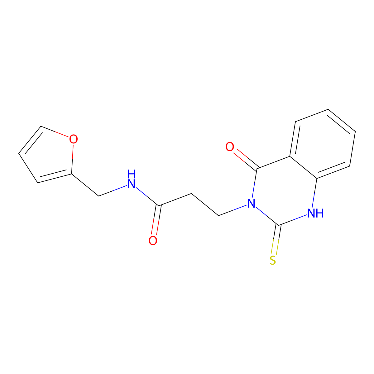 N-(furan-2-ylmethyl)-3-(4-oxo-2-thioxo-1,2-dihydroquinazolin-3(4H)-yl)propanamide molecular structure, CAS 451465-84-2