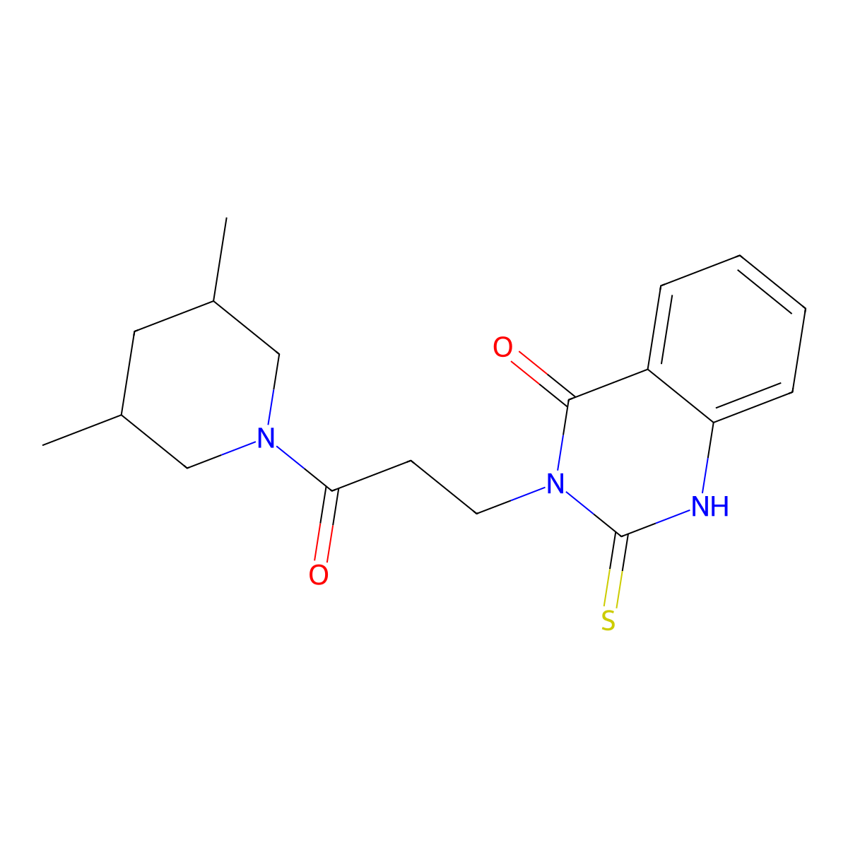 3-[3-(3,5-dimethylpiperidin-1-yl)-3-oxopropyl]-2-sulfanylidene-1H-quinazolin-4-one molecular structure, CAS 451465-92-2