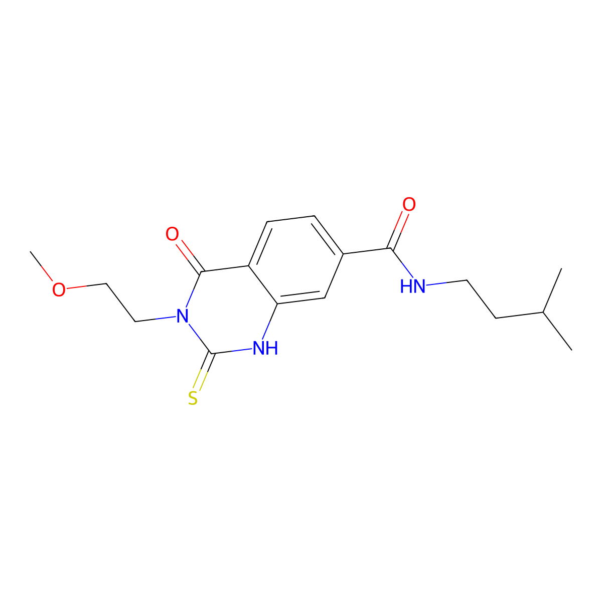 3-(2-methoxyethyl)-N-(3-methylbutyl)-4-oxo-2-sulfanylidene-1H-quinazoline-7-carboxamide molecular structure, CAS 451465-95-5
