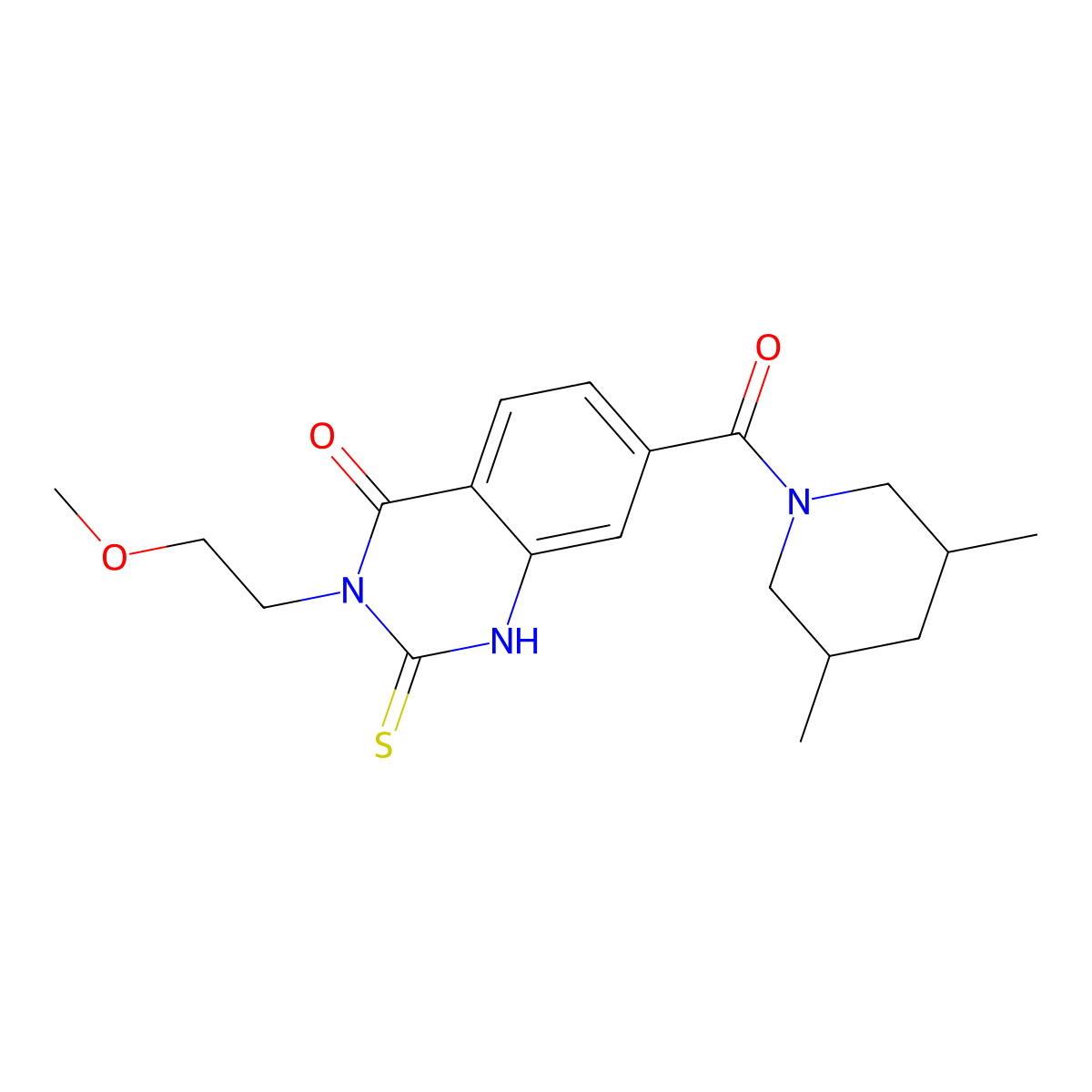 7-(3,5-dimethylpiperidine-1-carbonyl)-3-(2-methoxyethyl)-2-sulfanylidene-1H-quinazolin-4-one molecular structure, CAS 451466-04-9