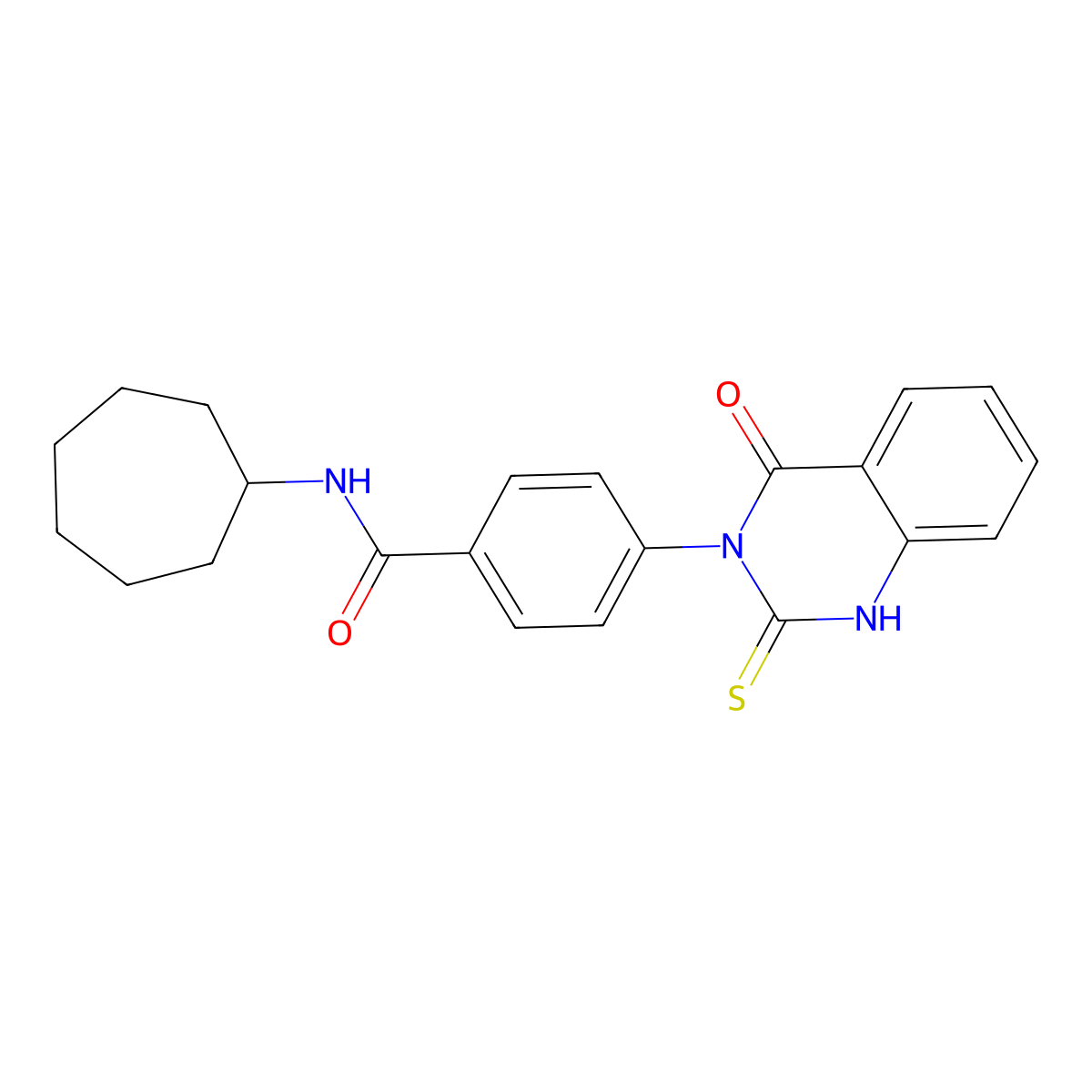 N-cycloheptyl-4-(4-oxo-2-sulfanylidene-1H-quinazolin-3-yl)benzamide molecular structure, CAS 451466-12-9