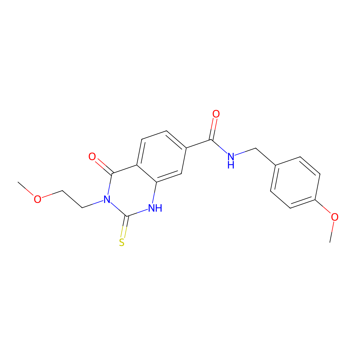 3-(2-methoxyethyl)-N-[(4-methoxyphenyl)methyl]-4-oxo-2-sulfanylidene-1H-quinazoline-7-carboxamide molecular structure, CAS 451466-16-3