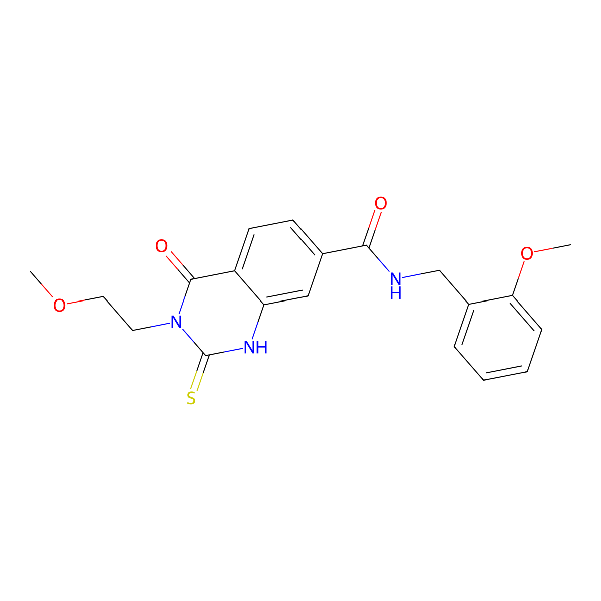 N-(2-methoxybenzyl)-3-(2-methoxyethyl)-4-oxo-2-thioxo-1,2,3,4-tetrahydroquinazoline-7-carboxamide molecular structure, CAS 451466-17-4
