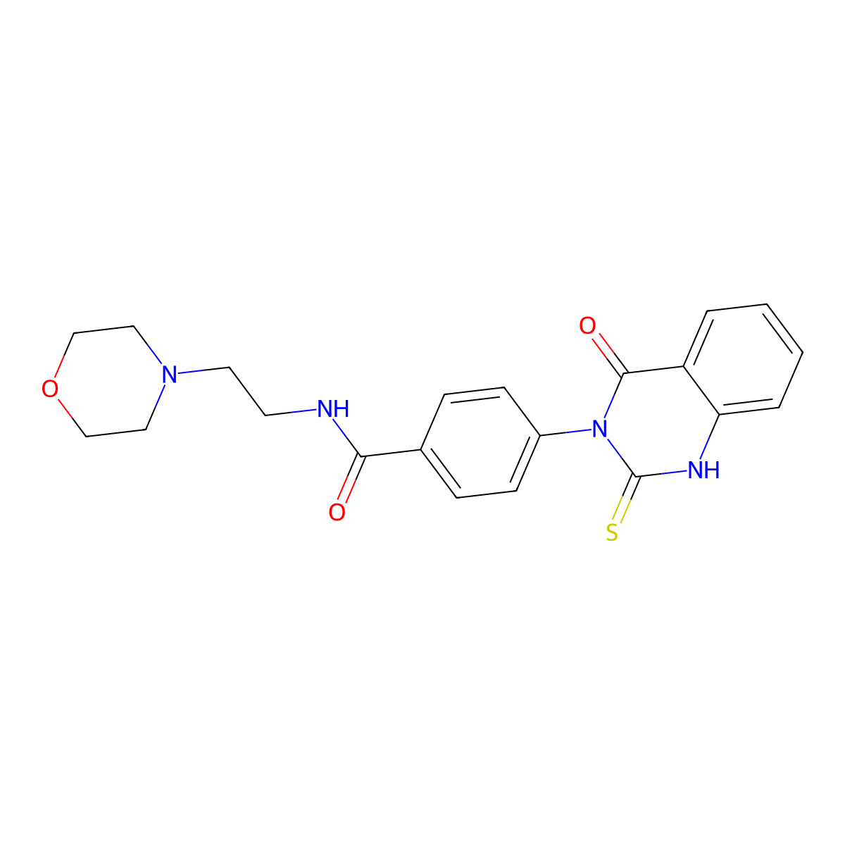 N-(2-morpholin-4-ylethyl)-4-(4-oxo-2-sulfanylidene-1H-quinazolin-3-yl)benzamide molecular structure, CAS 451466-23-2